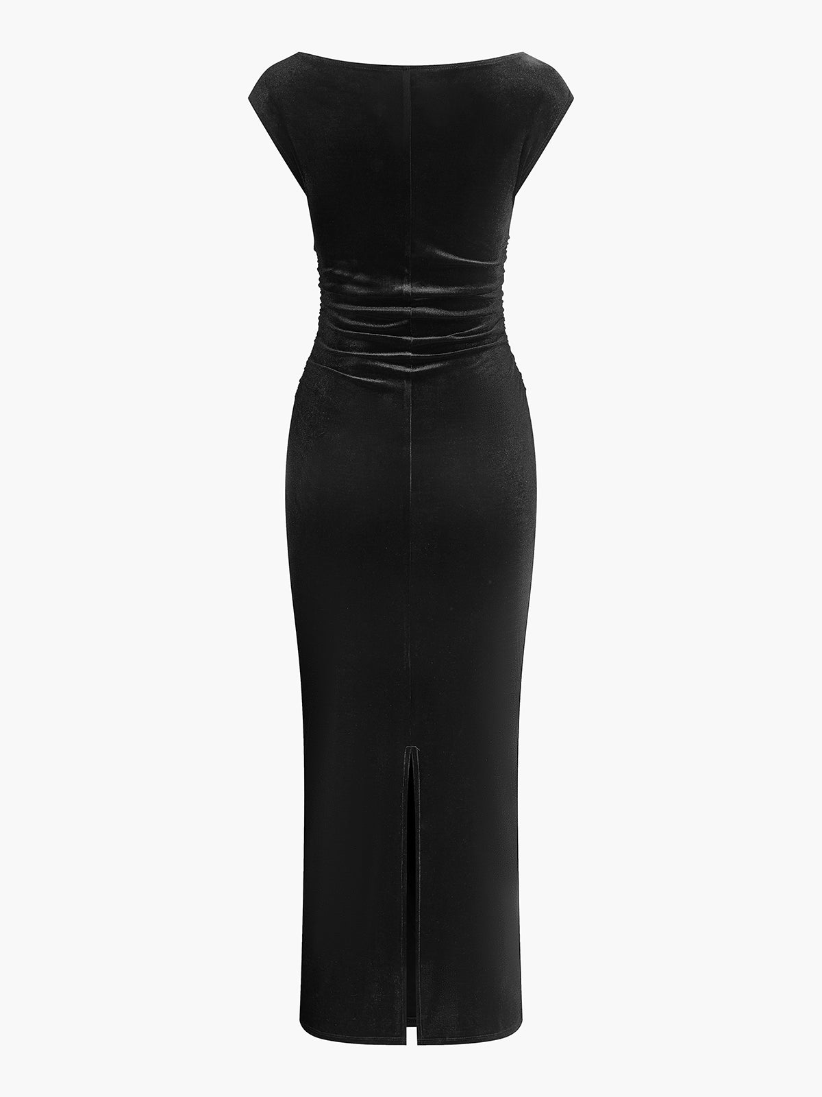 Robe ajustée en velours à manches courtes