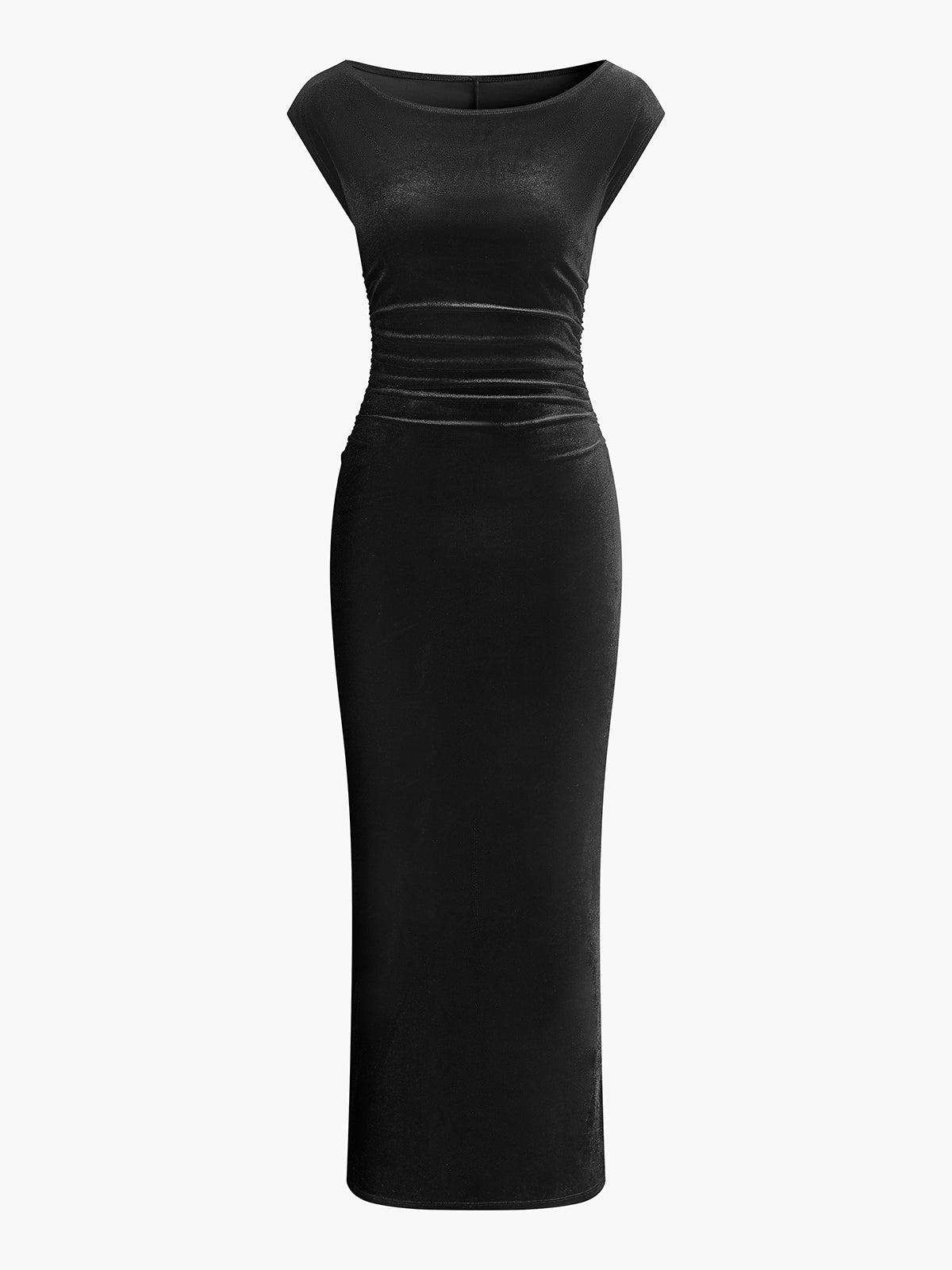 Robe ajustée en velours à manches courtes