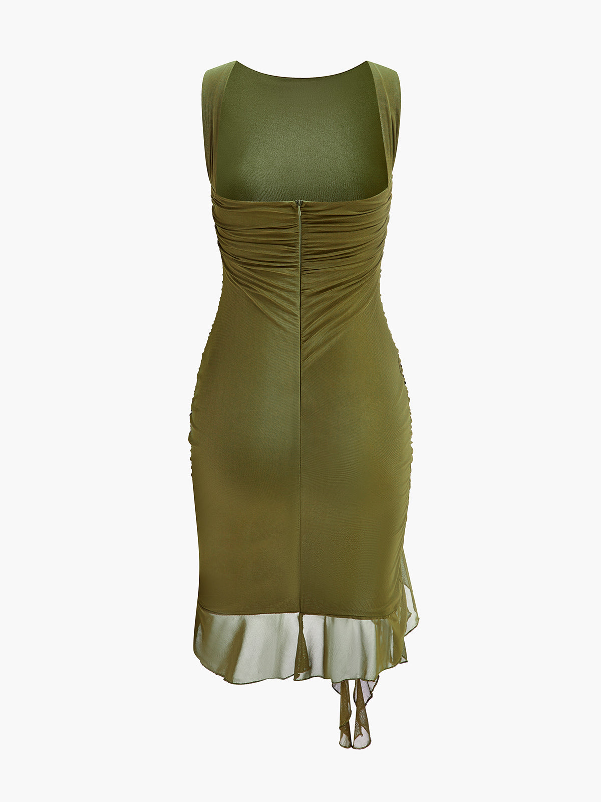 Robe asymétrique en maille à ourlet froncé