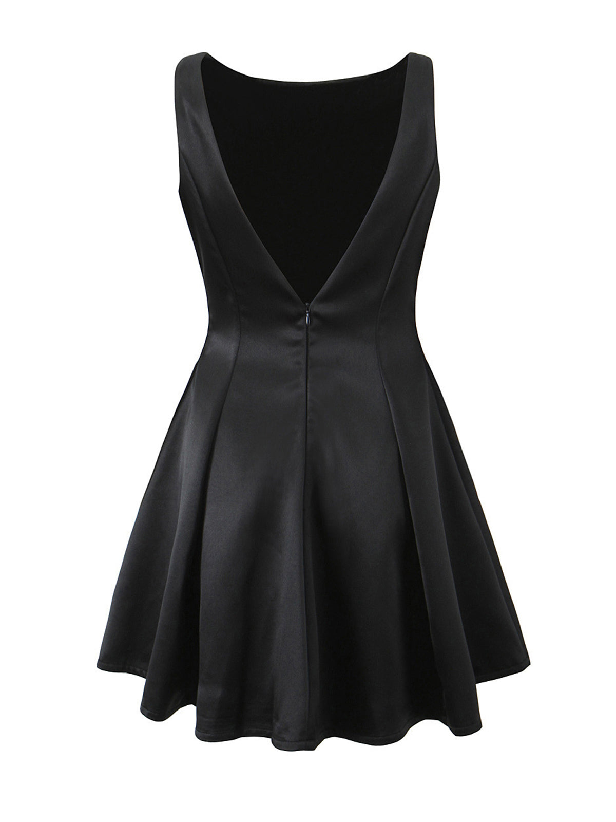 Robe évasée sans manches à col en V au dos