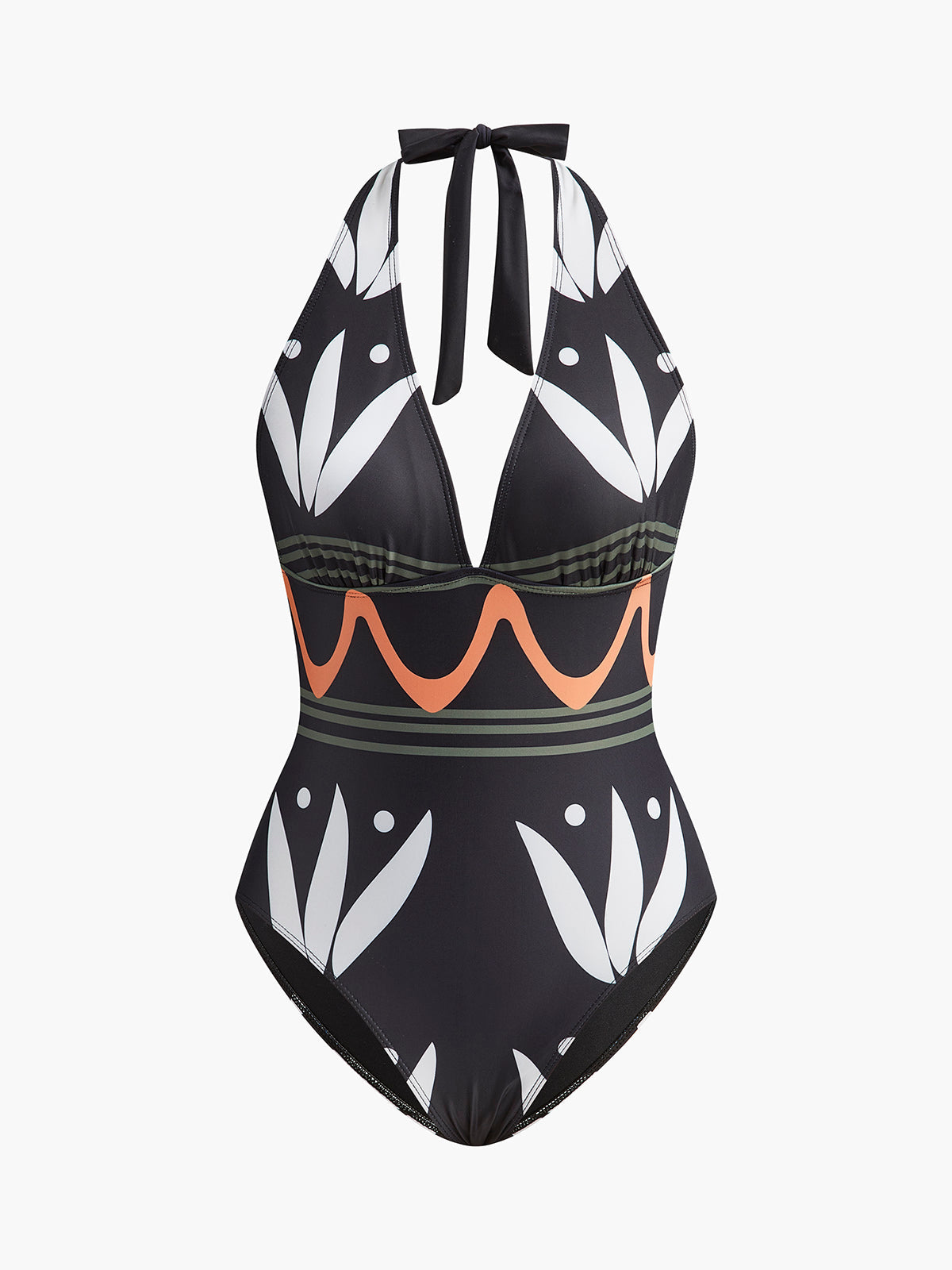 Maillot de bain imprimé géométrique à col licou