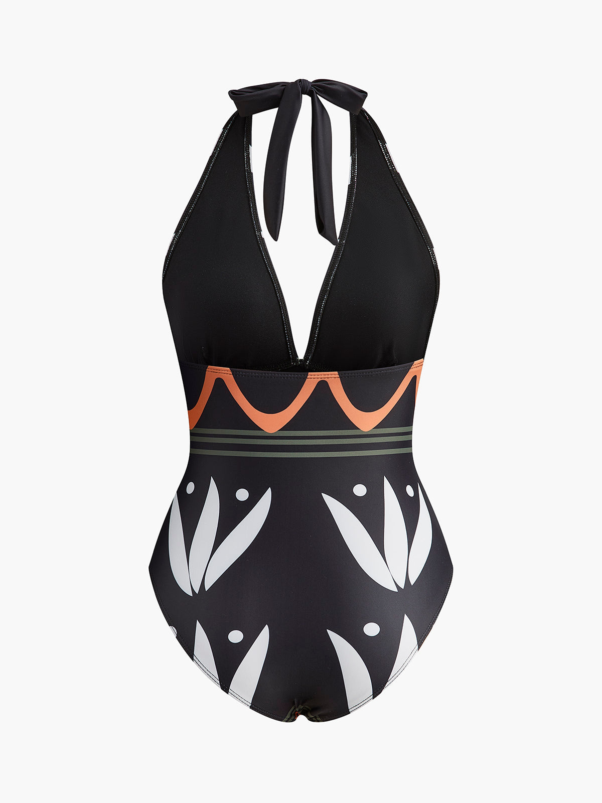 Maillot de bain imprimé géométrique à col licou