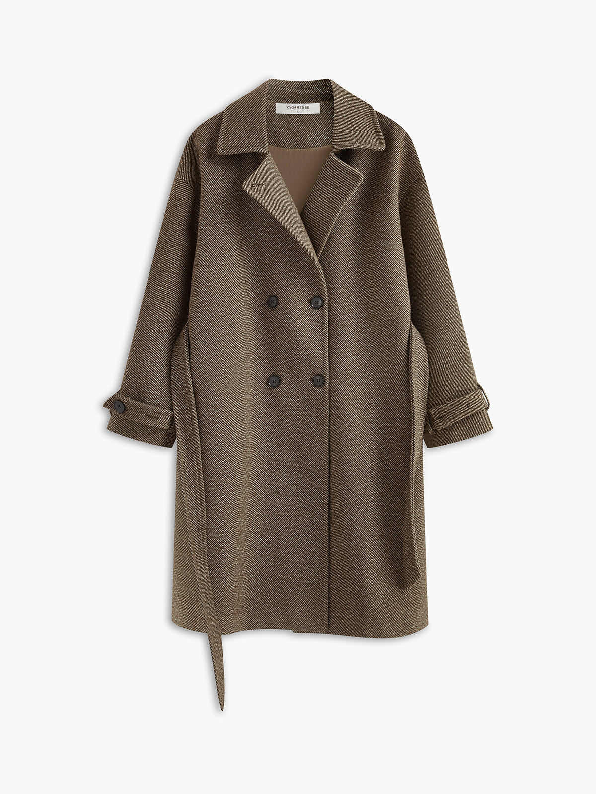 Belted Pockets Long Wool Coat