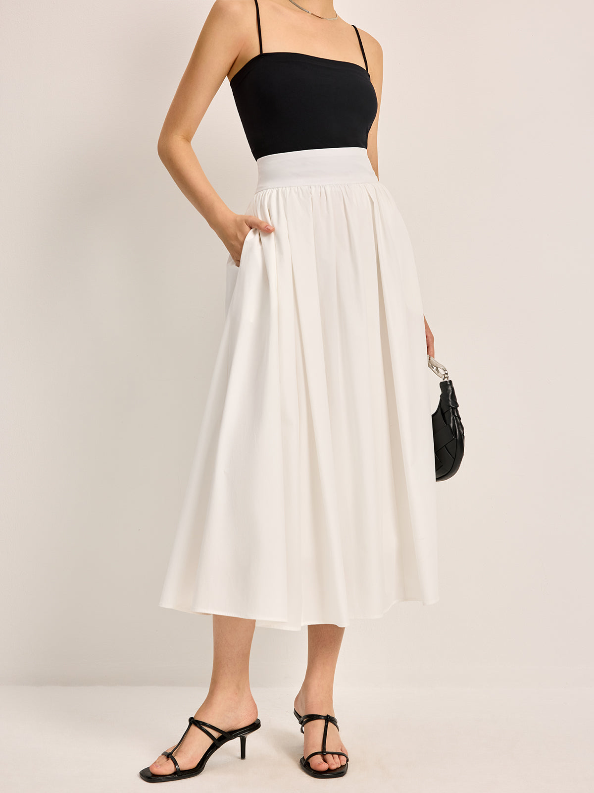 Semi-Sheer Elegant A-Line Pleated Skirt