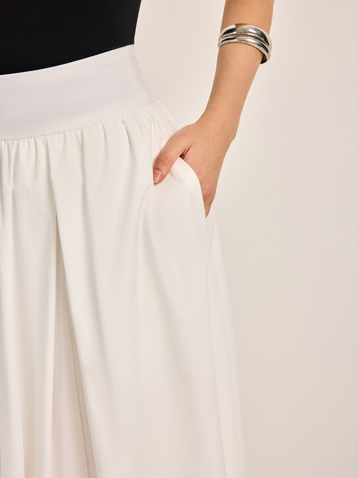Semi-Sheer Elegant A-Line Pleated Skirt