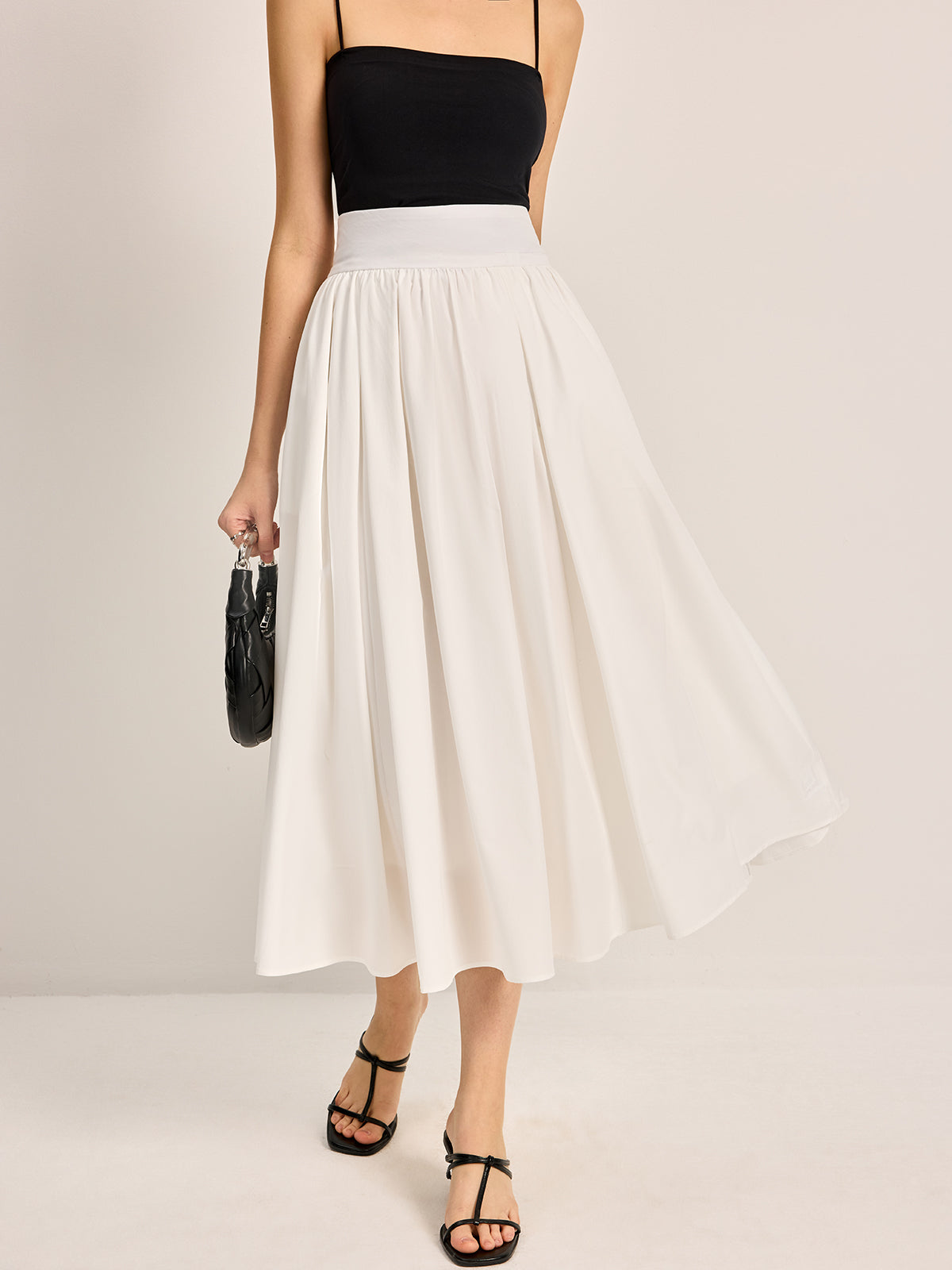 Semi-Sheer Elegant A-Line Pleated Skirt