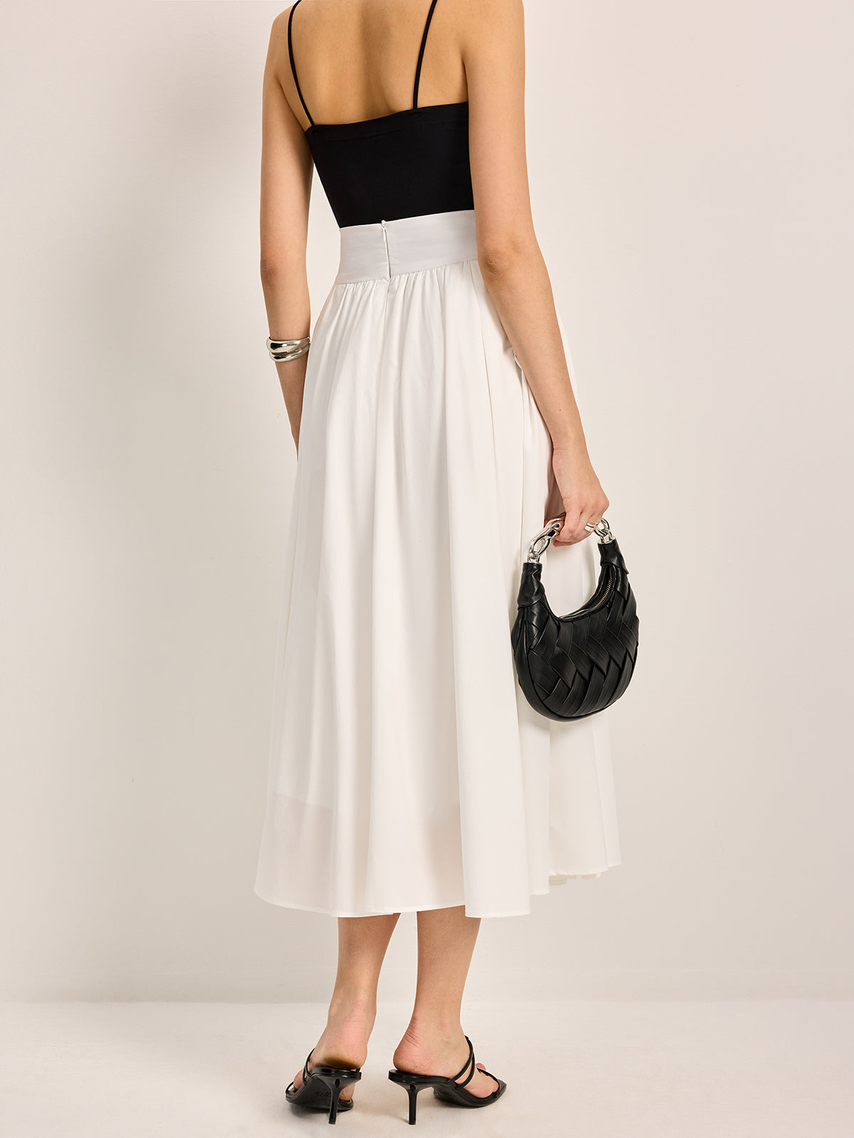 Semi-Sheer Elegant A-Line Pleated Skirt