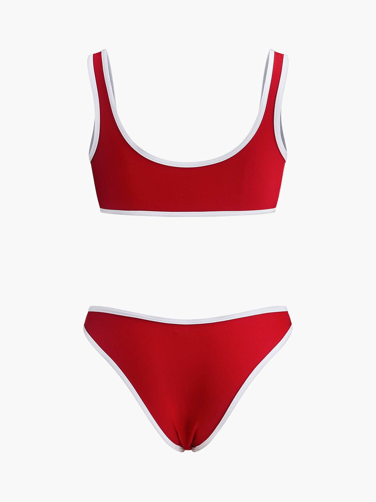 Bikini-Set mit Kontrastbesatz und U-Boot-Ausschnitt