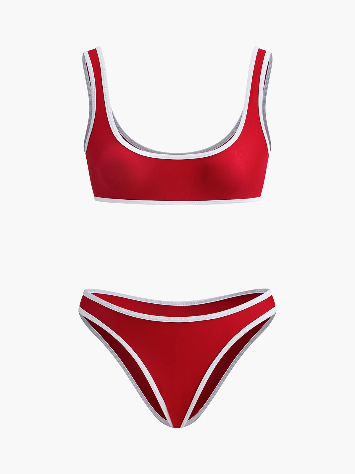 Bikini-Set mit Kontrastbesatz und U-Boot-Ausschnitt