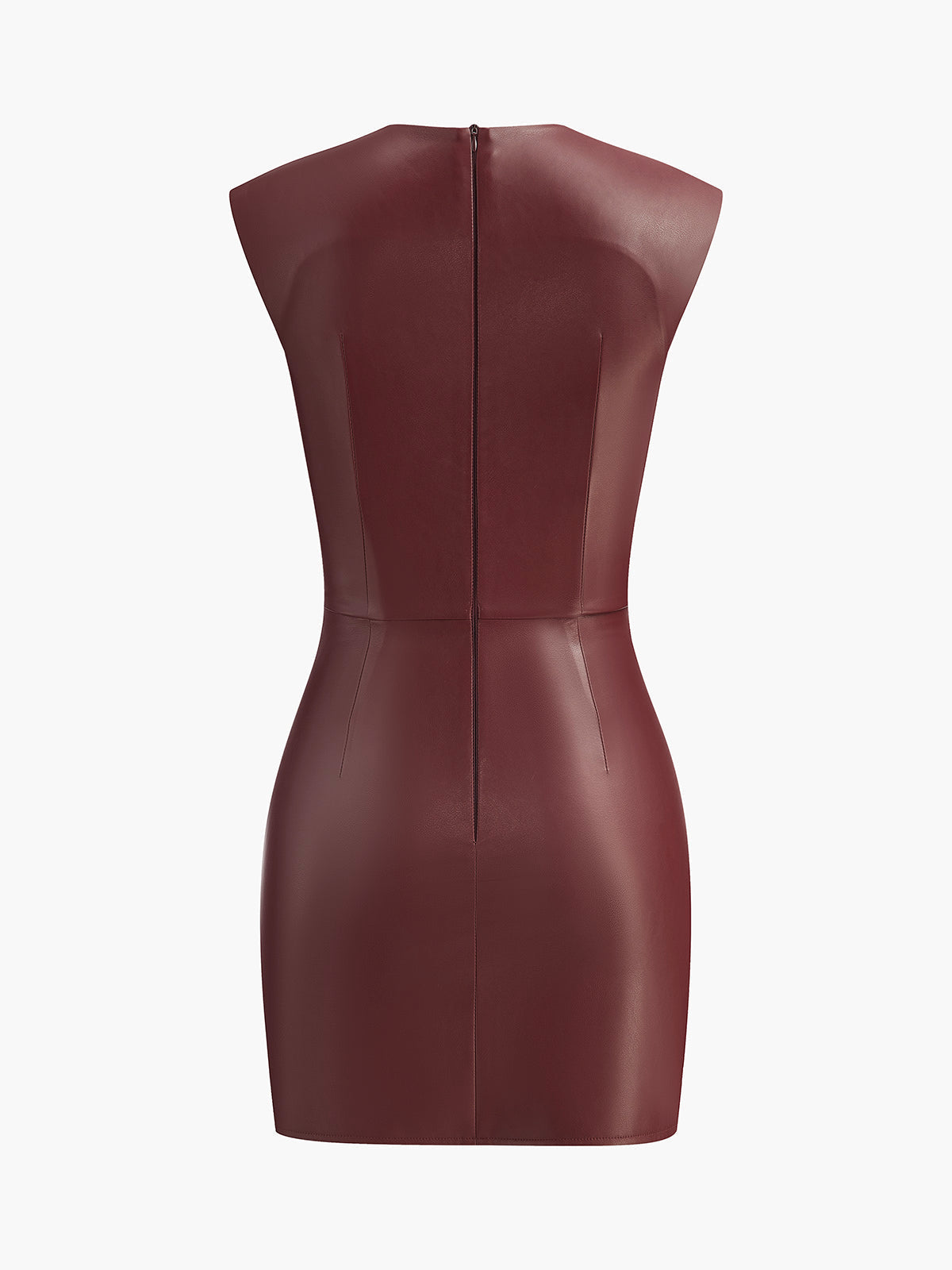 Kleid aus plissiertem PU-Leder mit Schlüssellochausschnitt