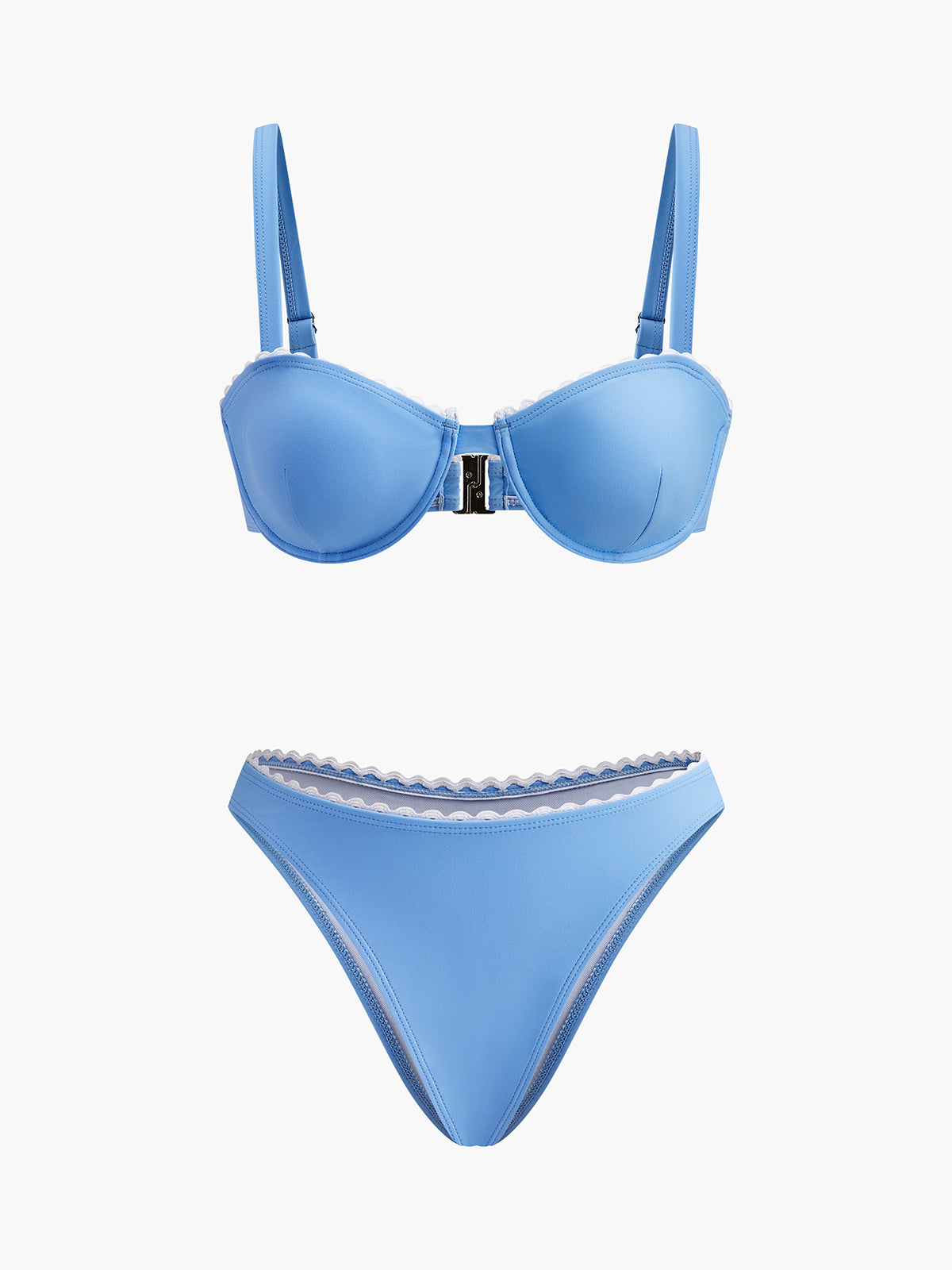 Scalloped Trim Bikini Set