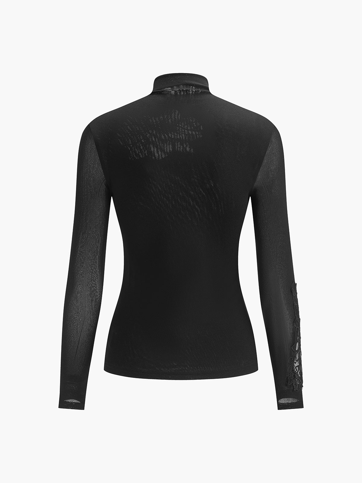 Halbtransparenter Mesh-Floral-Slim-Jersey-Top