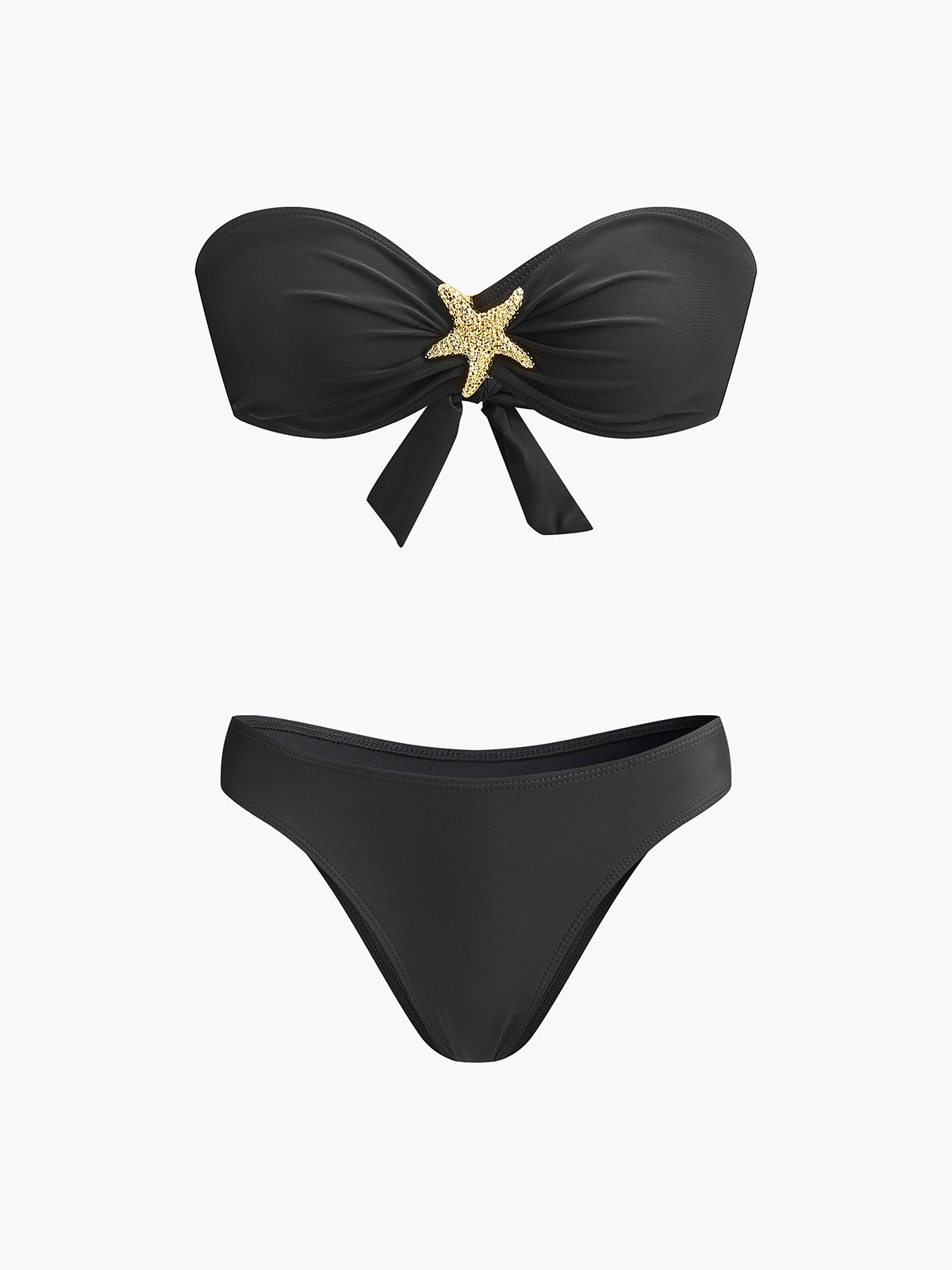 Bandeau-Bikini mit Seestern-Detail und Netzrock