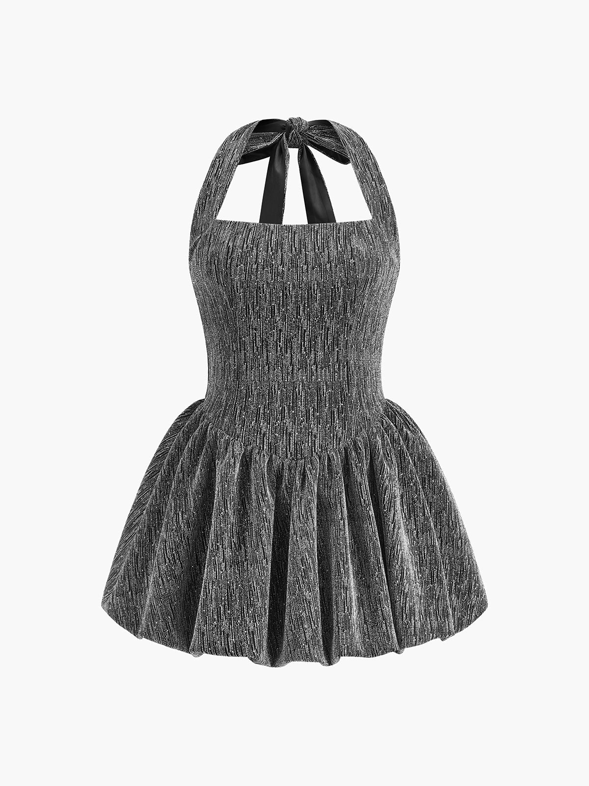 Robe plissée dos nu et col halter