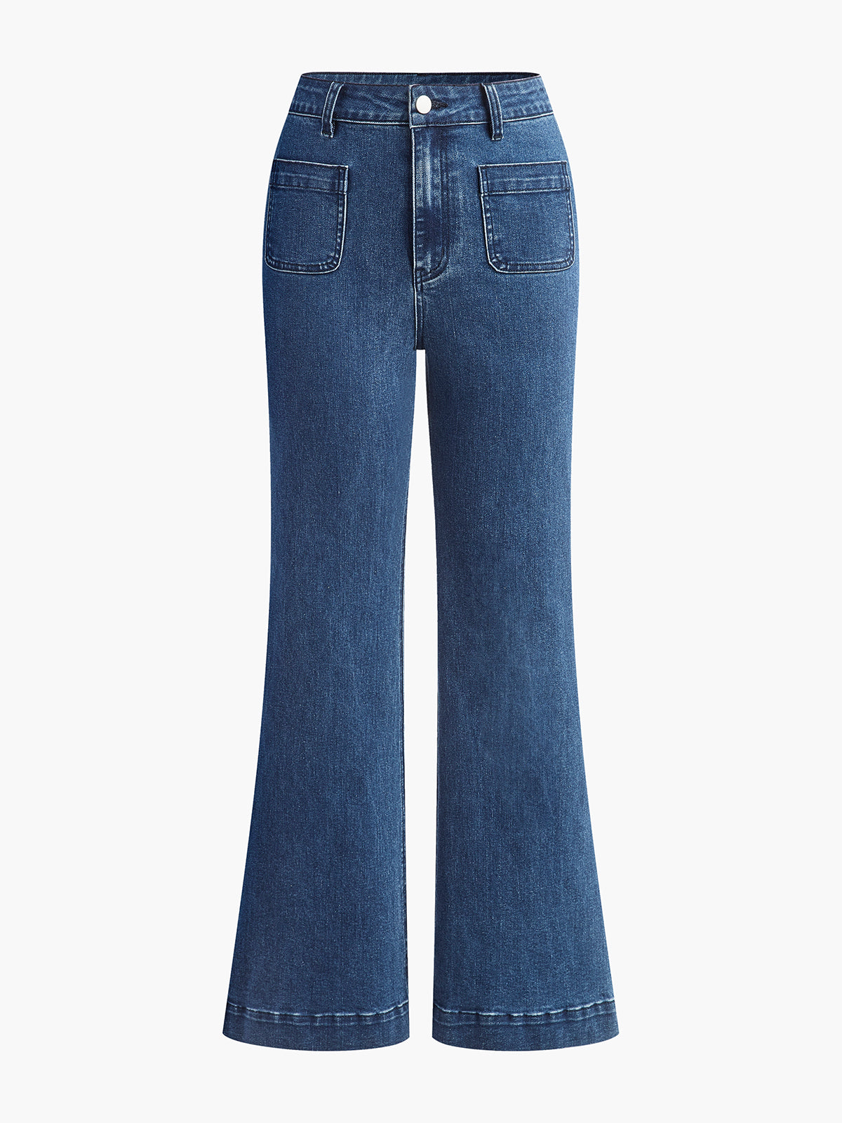 High-Waist Pocket Detail Wide-Leg Jeans