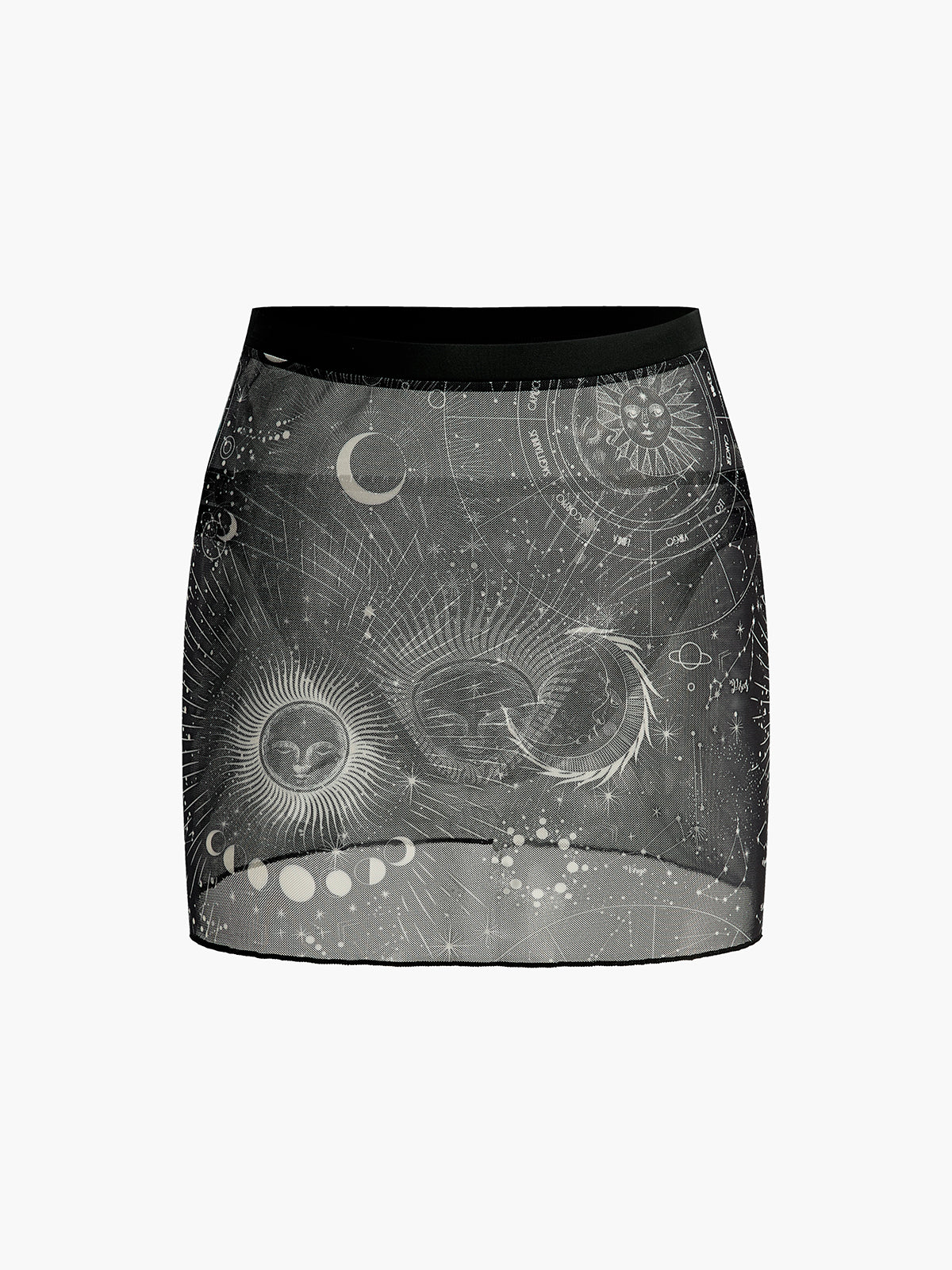 Jupe transparente imprimé astrologie