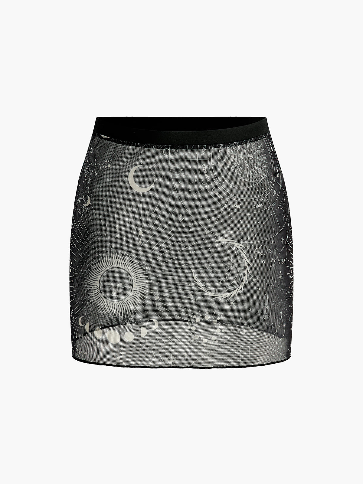 Jupe transparente imprimé astrologie