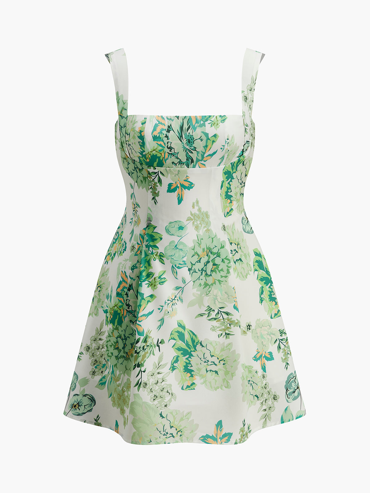 Robe florale dos nu avec nœud et encolure carrée