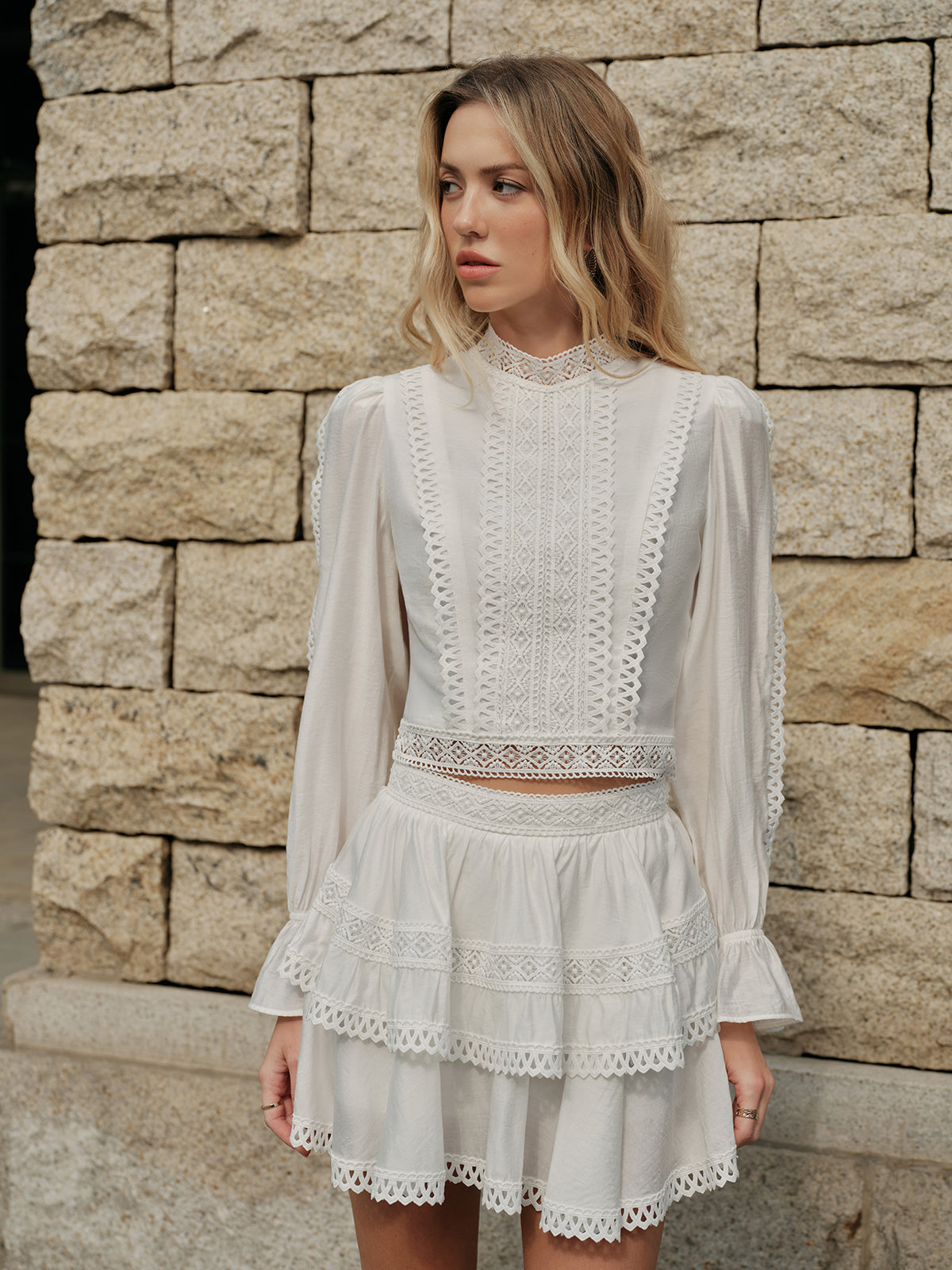 High-Neck Puff Sleeve Blouse