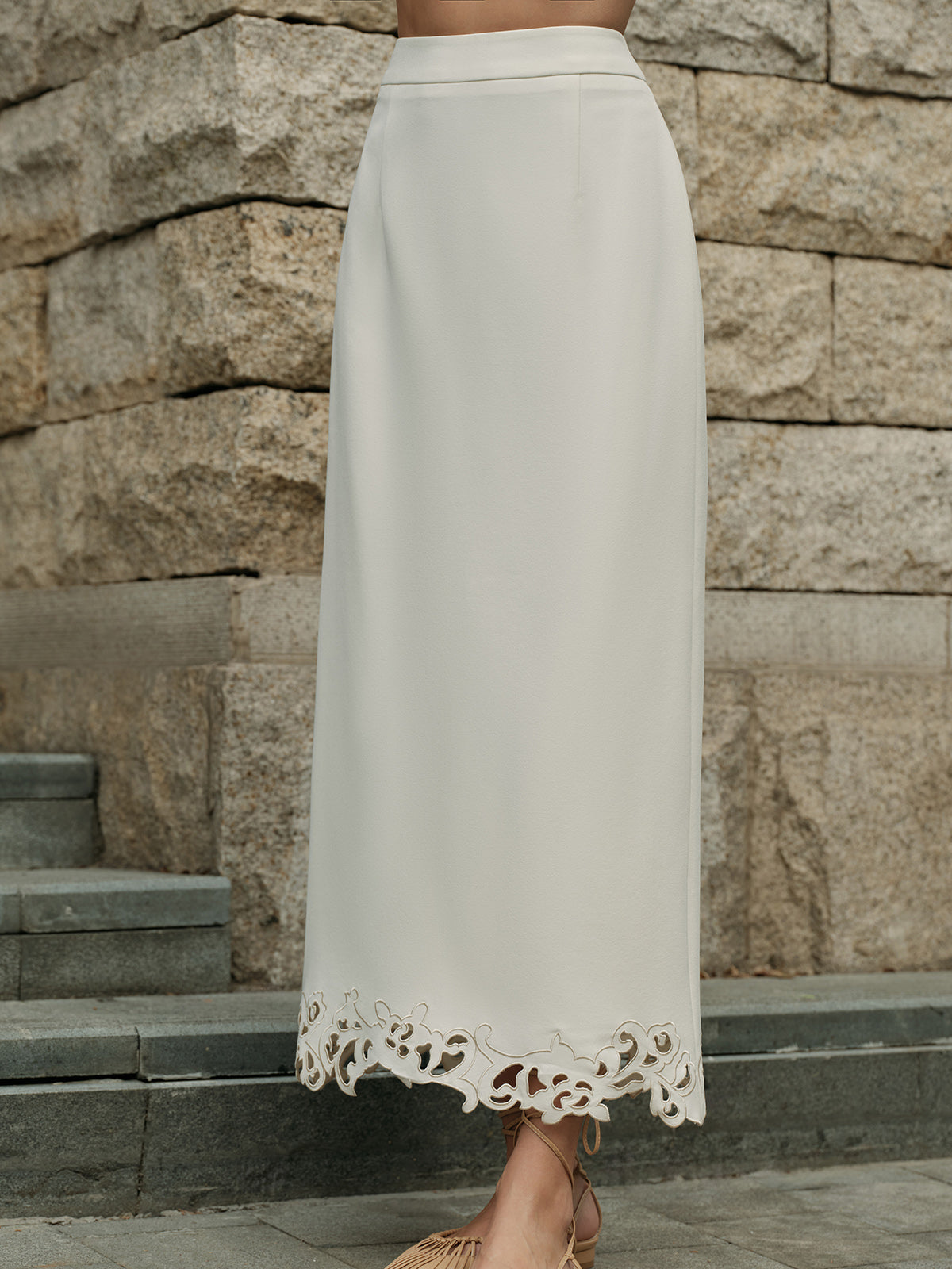 3D Embroidered A-Line Skirt