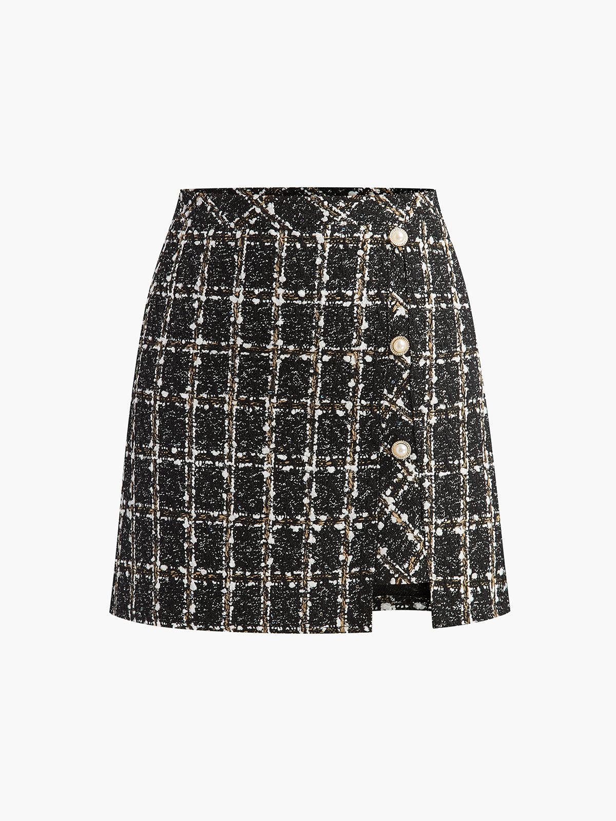 Mid-Waist Checked Mini Skirt