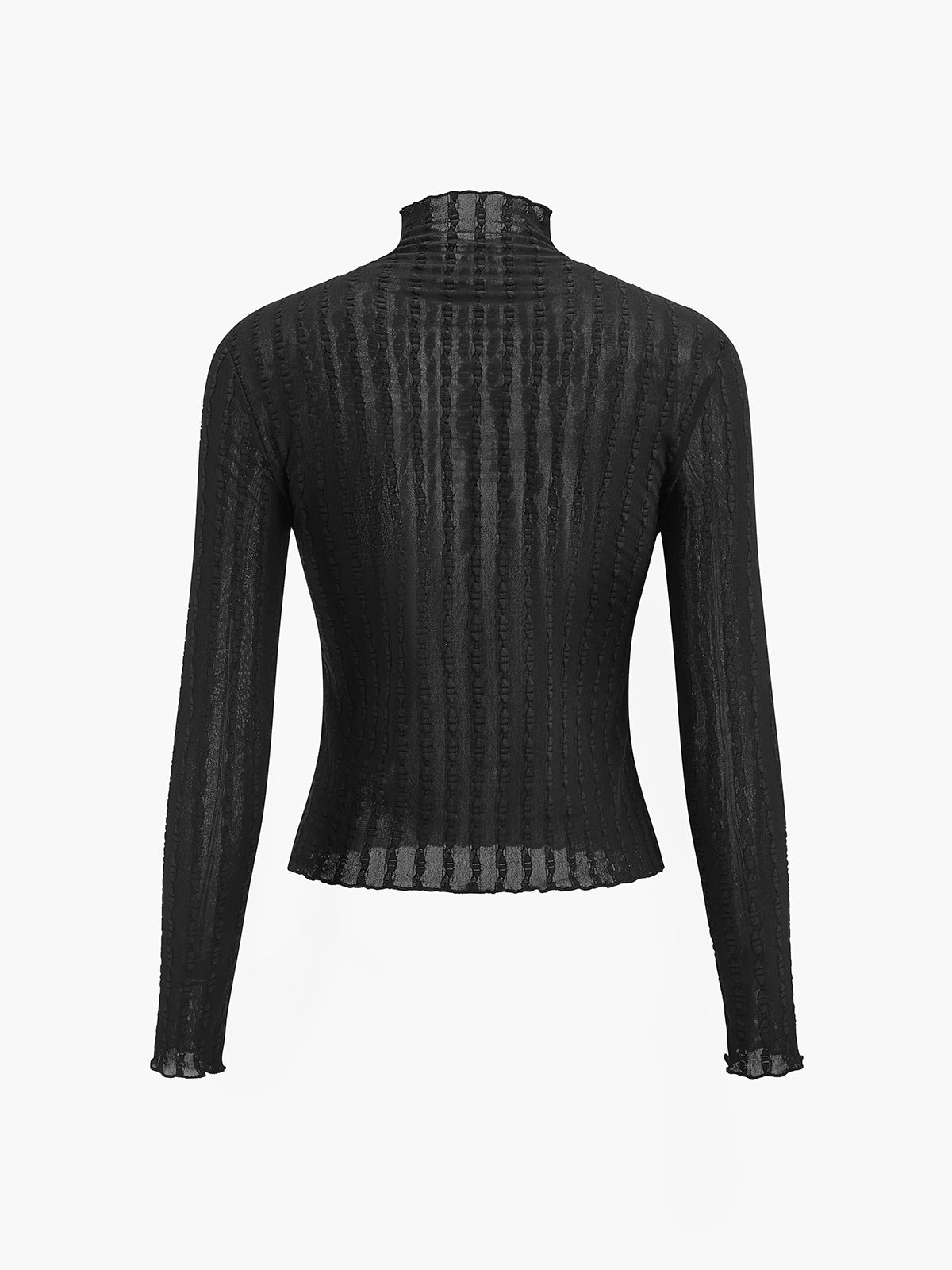 Halbtransparentes, schmal geschnittenes T-Shirt mit Stehkragen