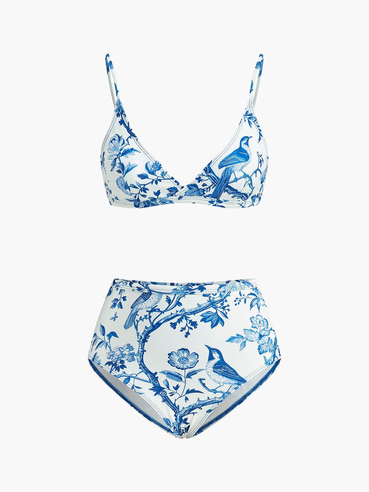 Bikini-Set mit hohem Bund und Muster