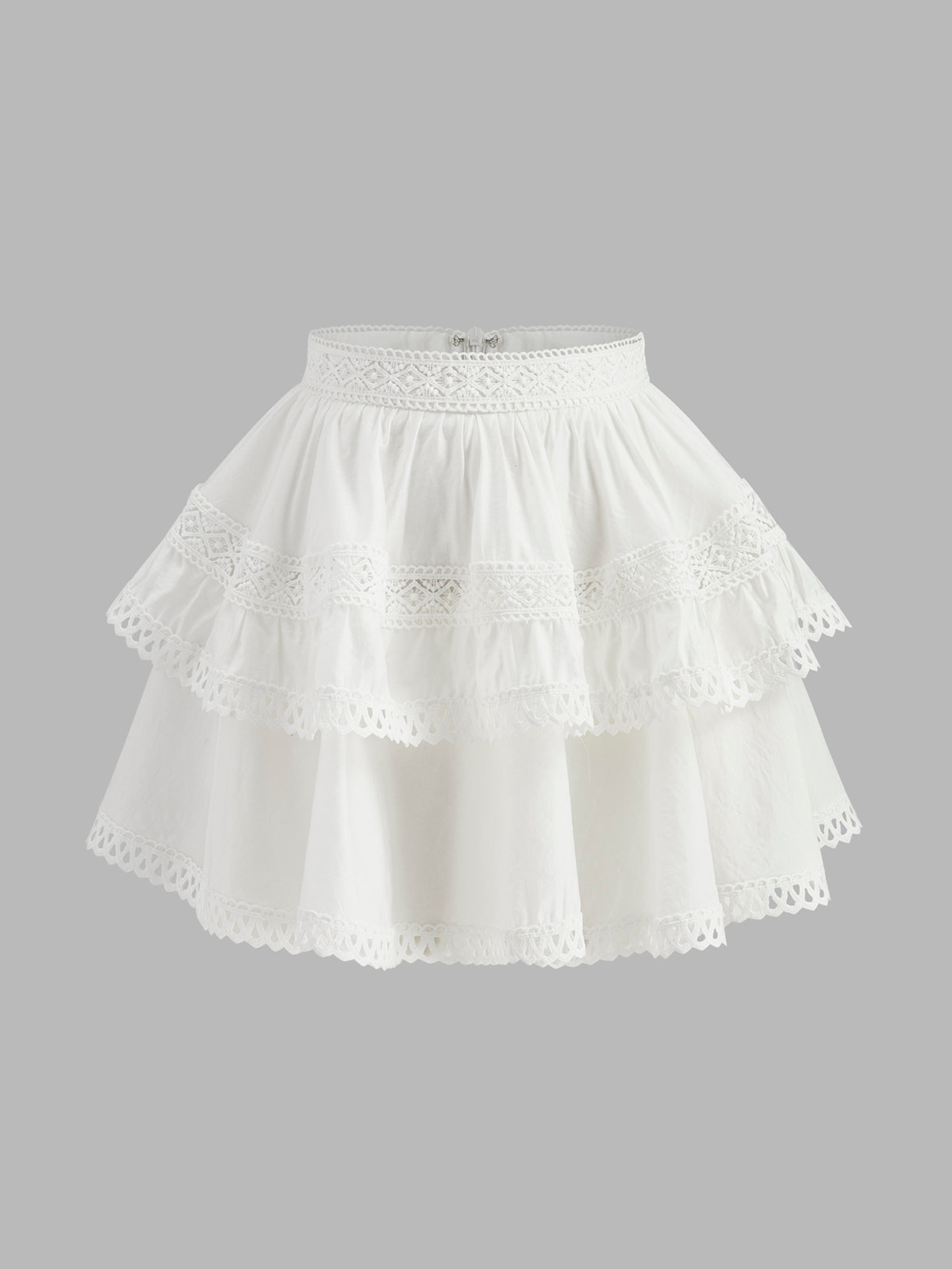 Jupe étagée à bordure en dentelle