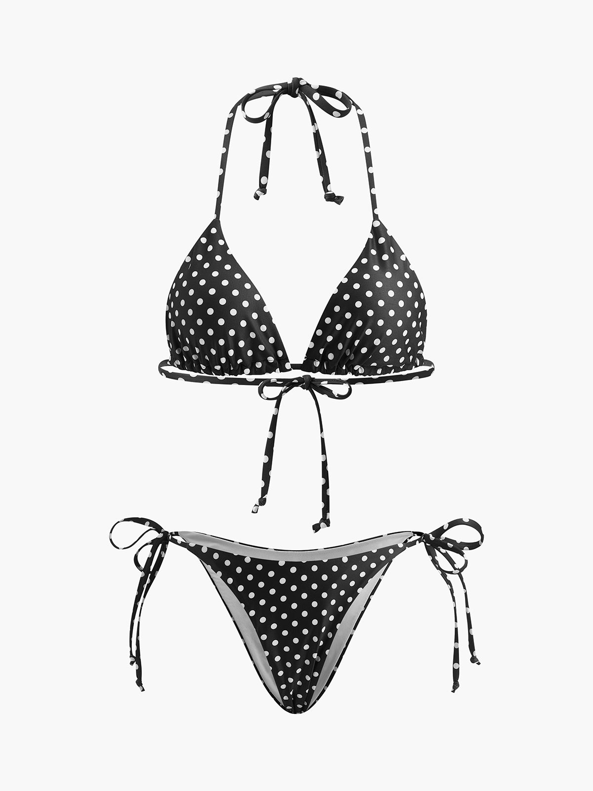 Bikini-Set mit Polka-Dots und Bindebändern