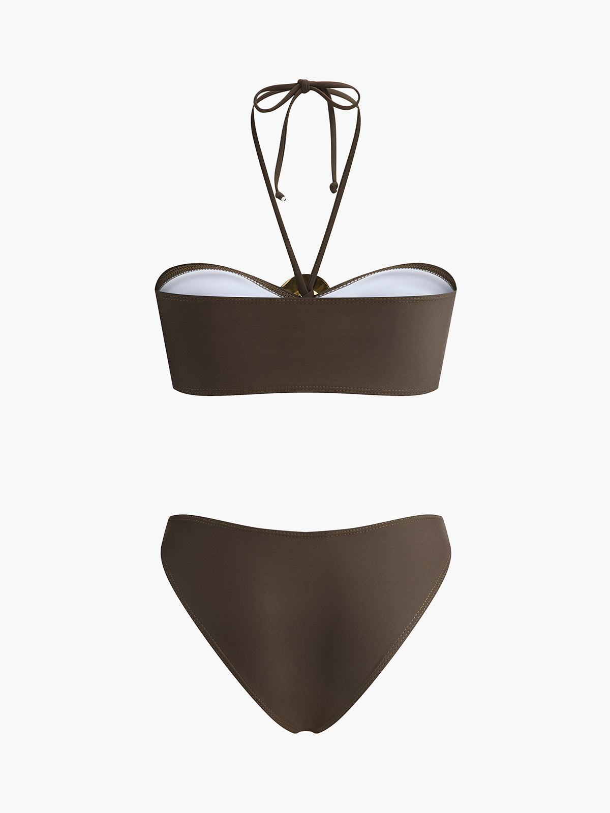 Bandeau-Bikini-Set mit ovalem Ringdetail und drapiertem Rock