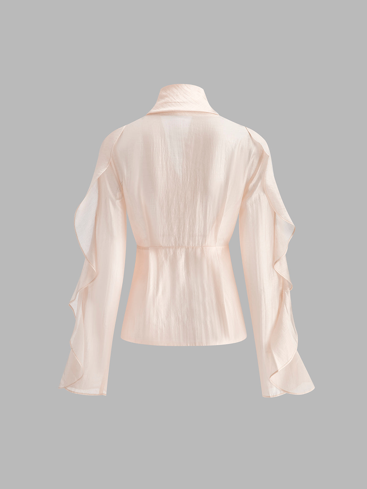 Semi-Sheer Chiffon V-Neck Ruched Blouse