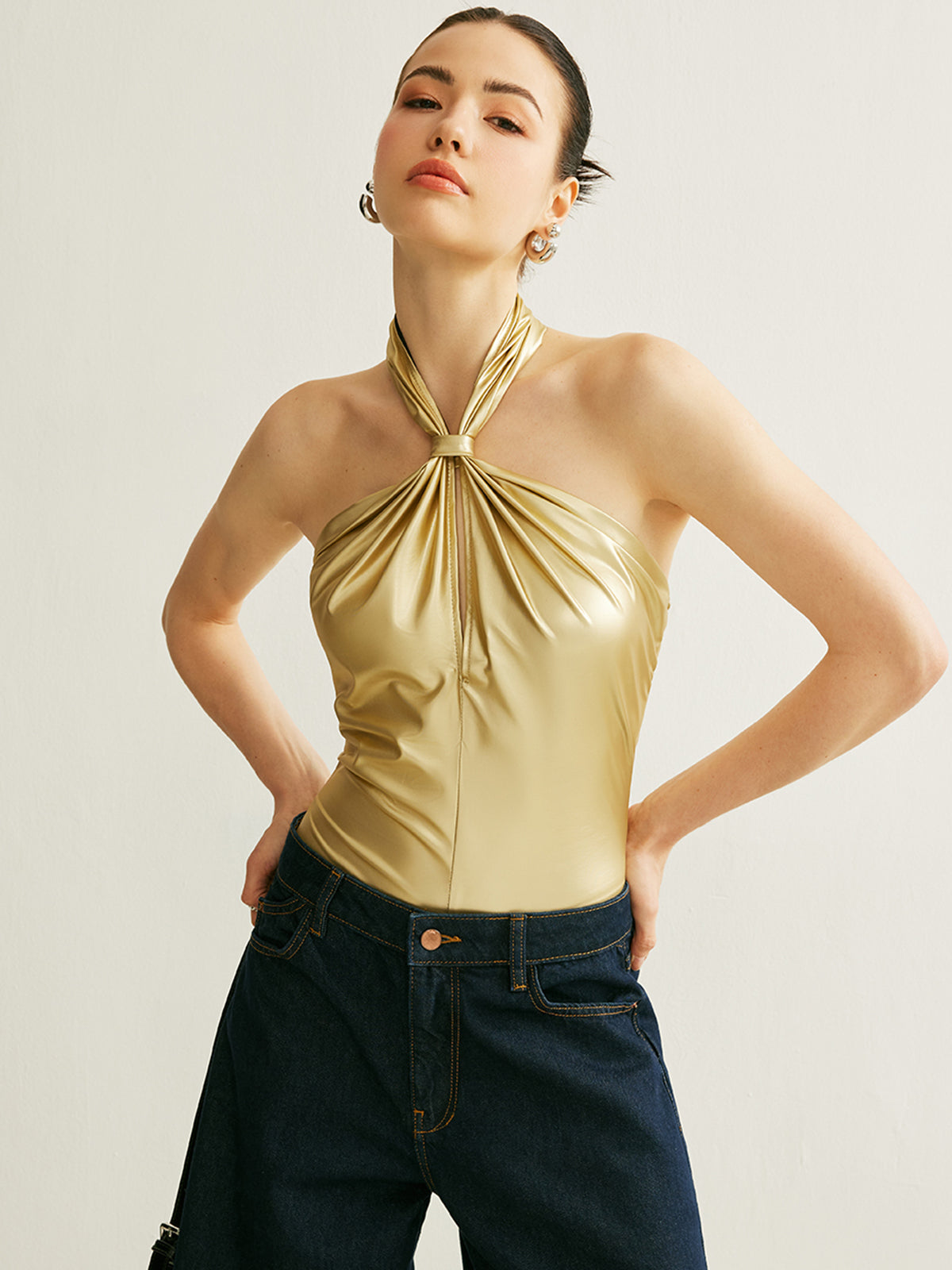 Body bustier dos nu en PU