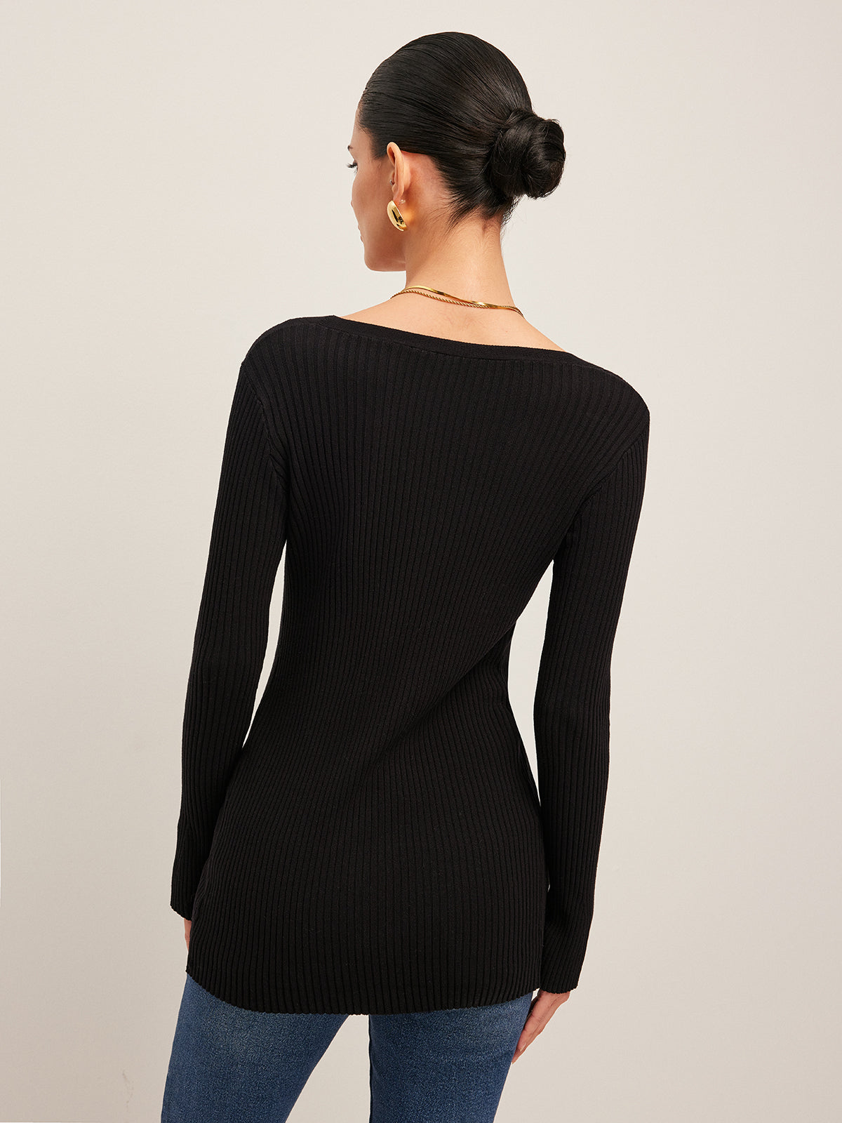 Gilet cardigan côtelé boutonné avec fente