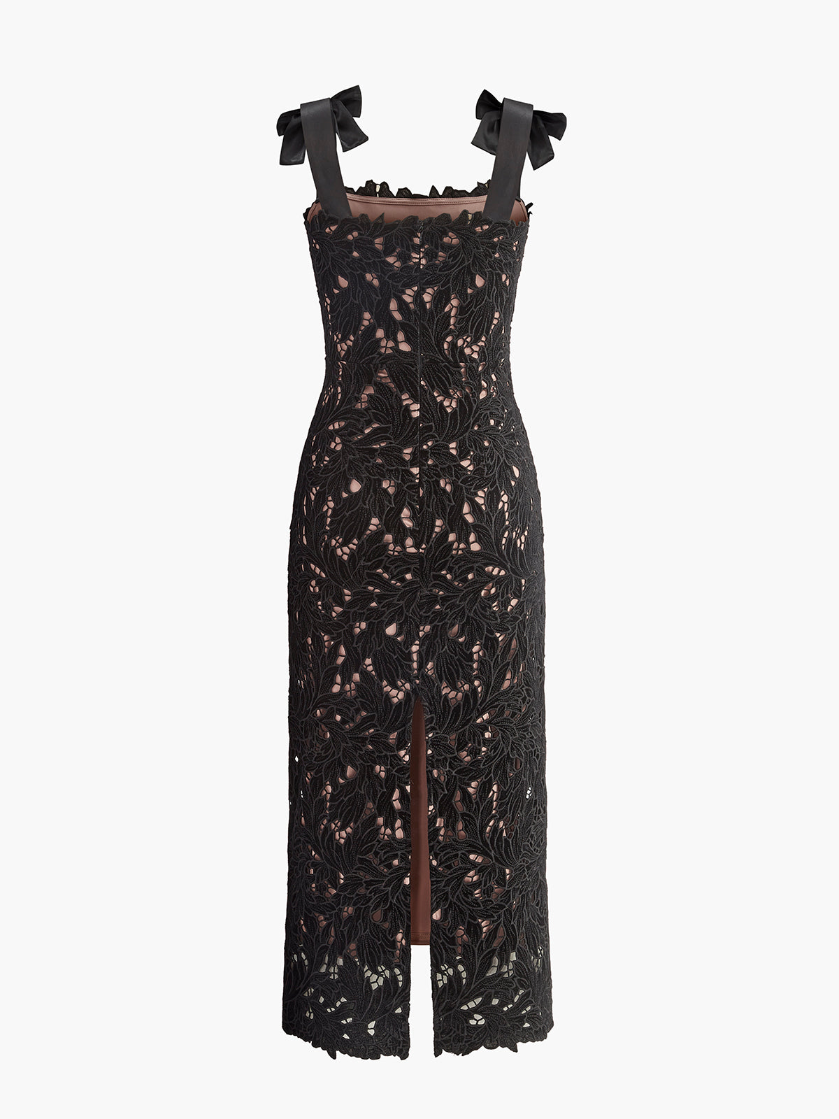 Floral Jacquard Bow Straps Dress