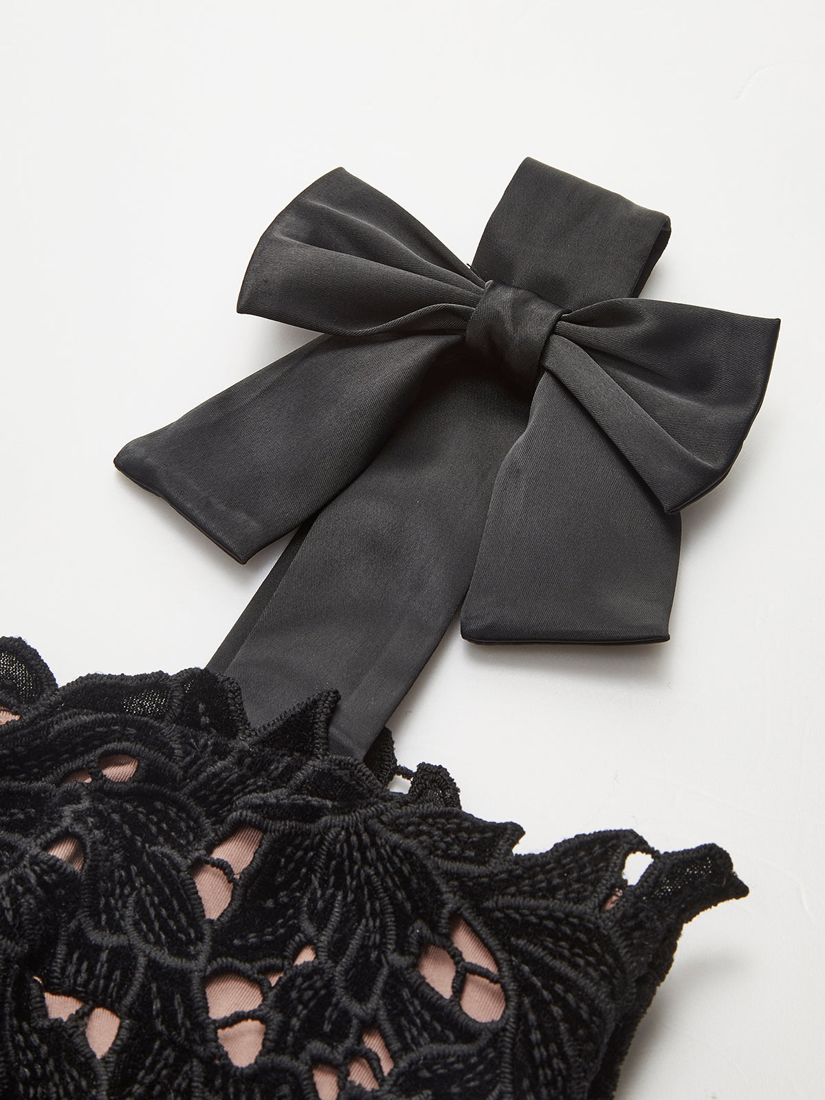 Floral Jacquard Bow Straps Dress