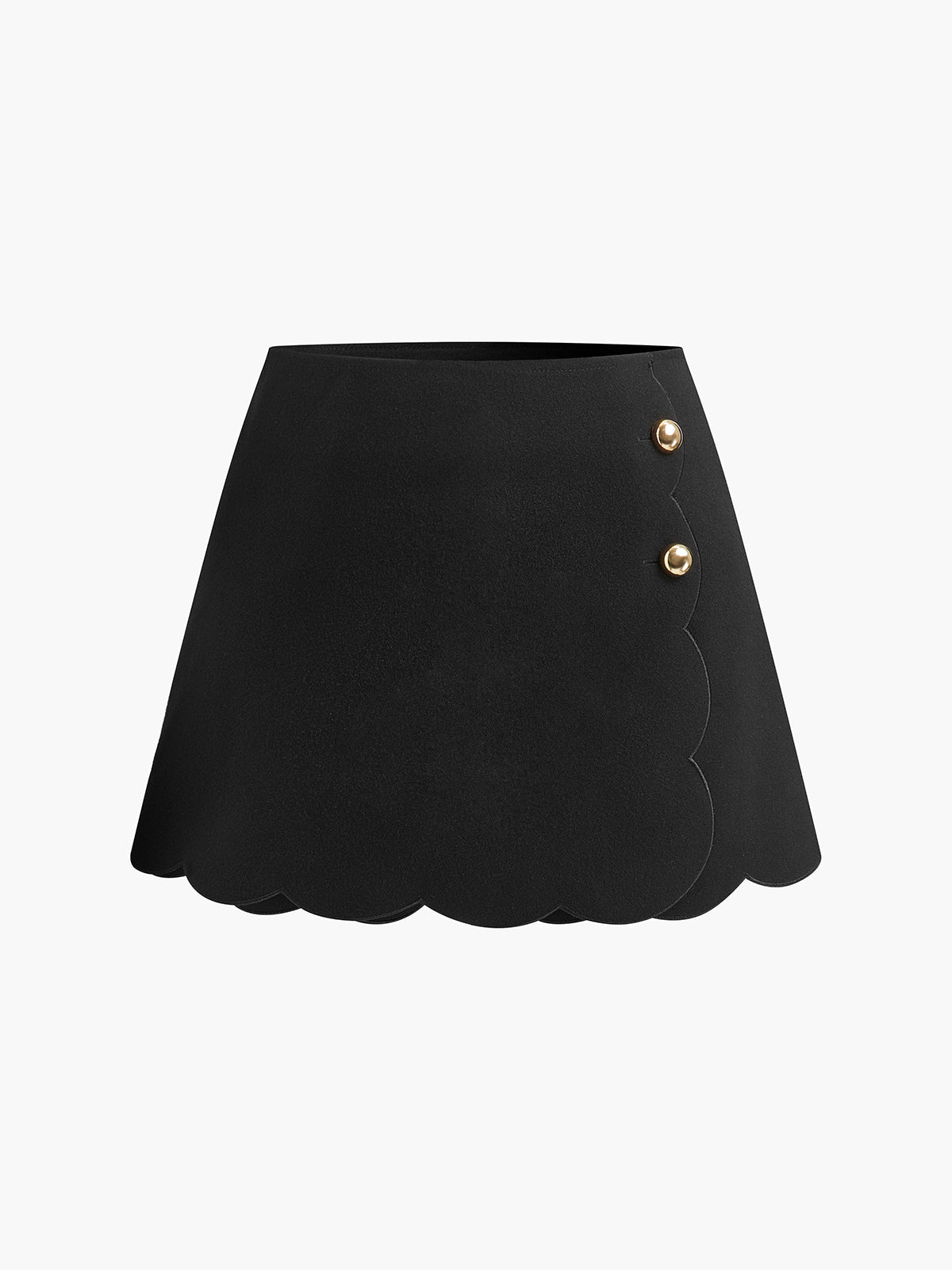 Skort mit gewelltem Saum und seitlicher Knopfleiste