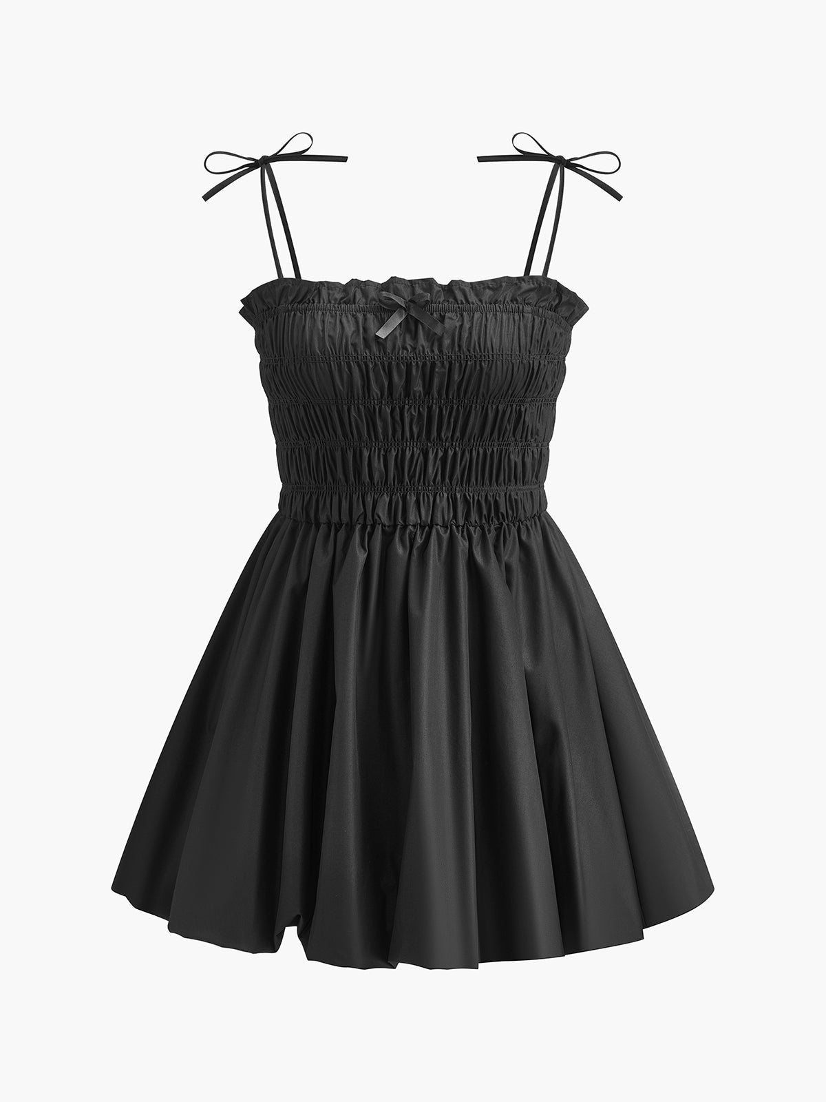 Robe froncée à fines bretelles à nouer