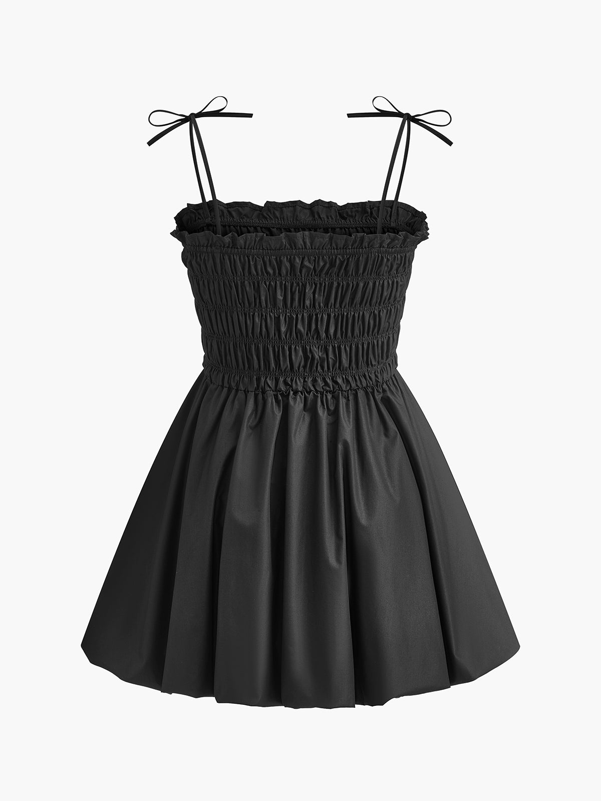 Robe froncée à fines bretelles à nouer