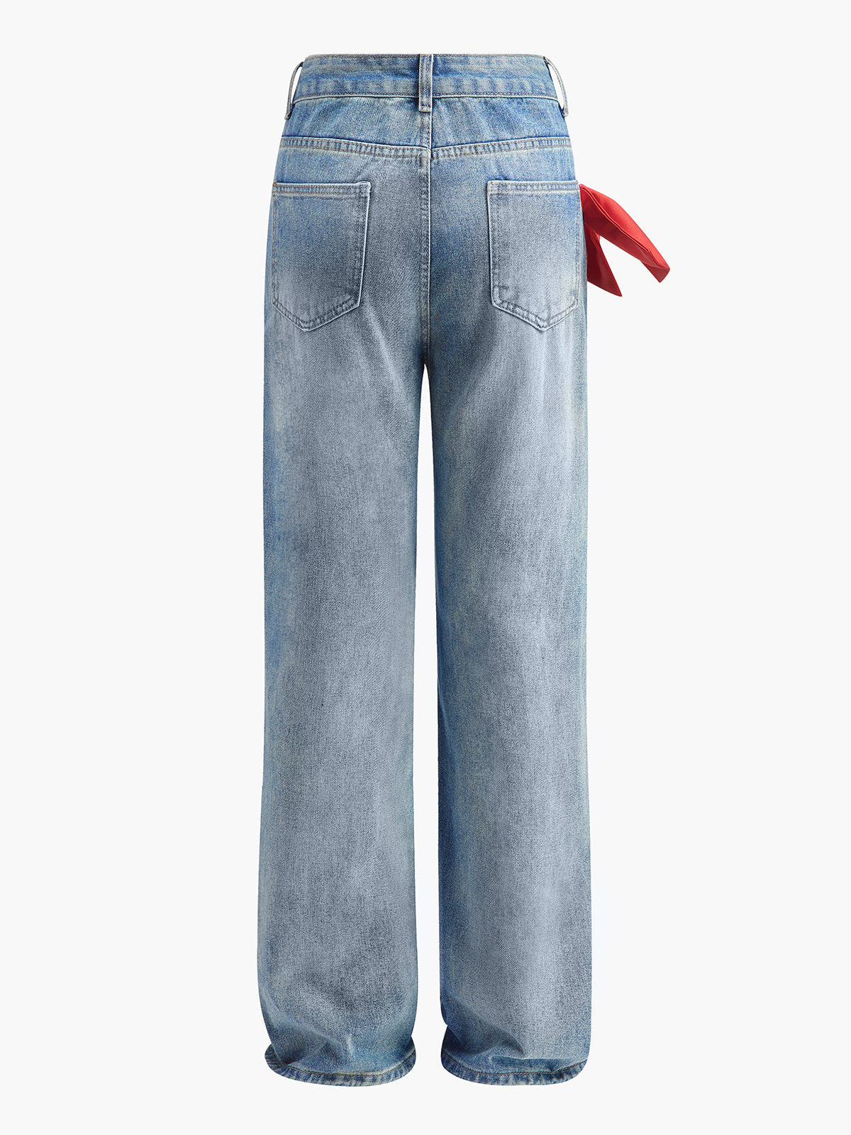 Jeans mit Schleifendekor und mittlerer Bundhöhe