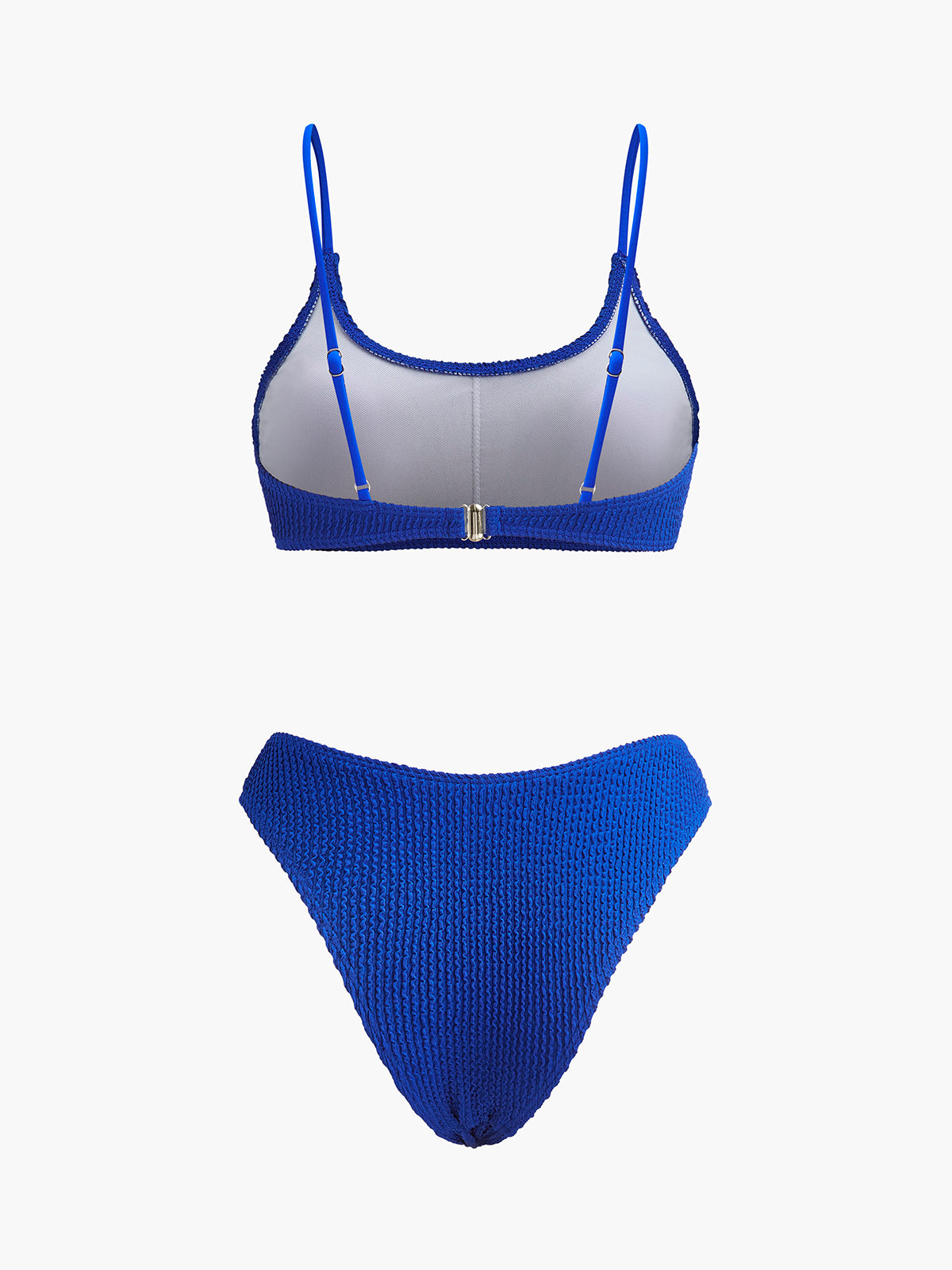 Strukturiertes geripptes Bikini-Set mit hohem Beinausschnitt