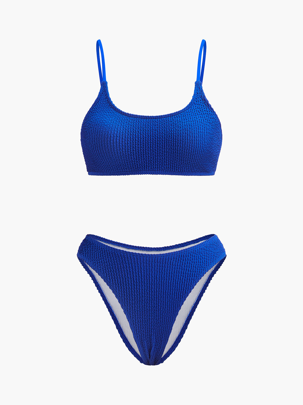 Strukturiertes geripptes Bikini-Set mit hohem Beinausschnitt