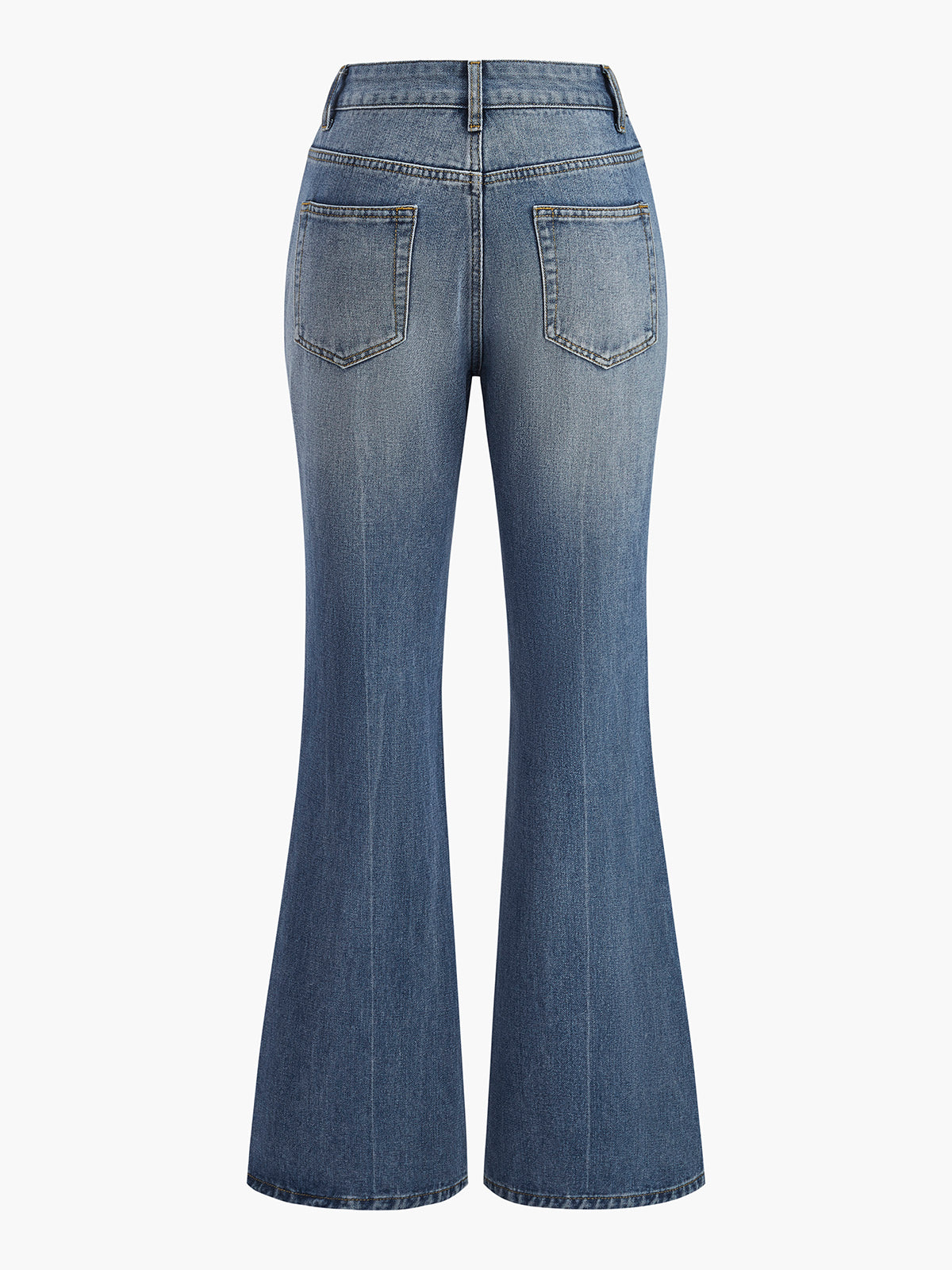Jeans mit weitem Bein, hoher Taille und Knopfdetails