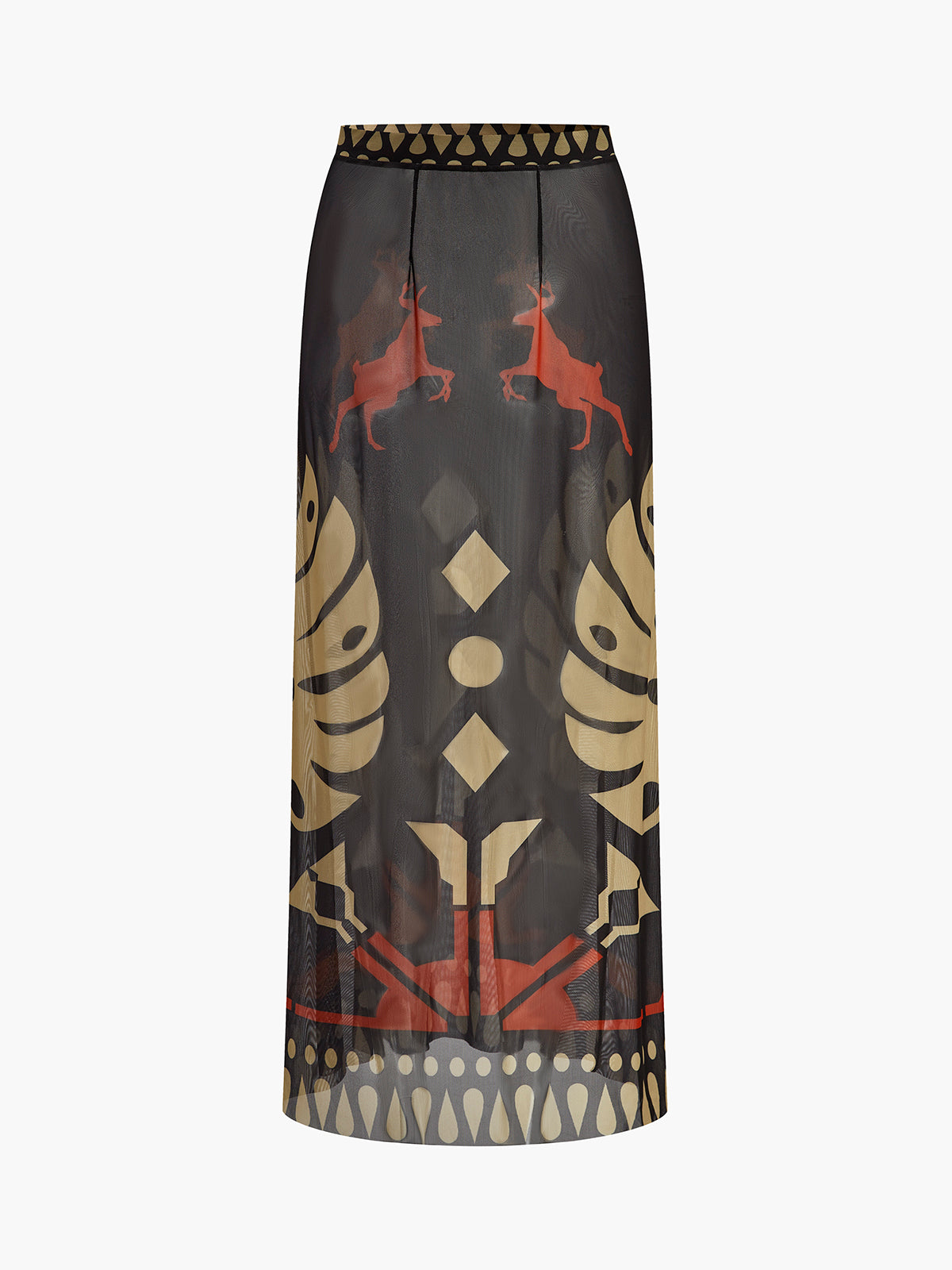 Sheer Printed Sarong Skirt