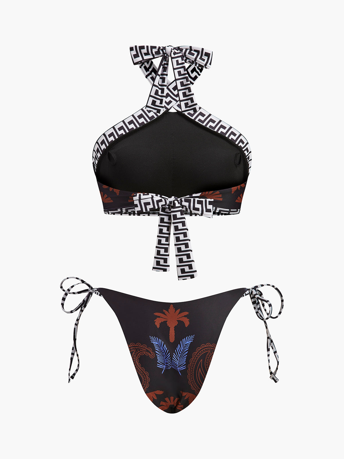 Boho Print Tie-Back Halter Bikini