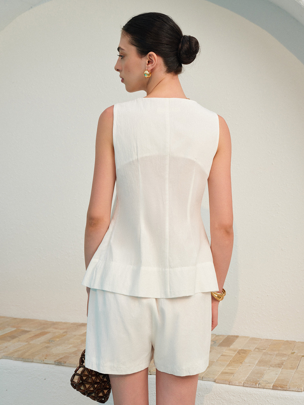 Set aus Shorts mit quadratischem Ausschnitt und Falten