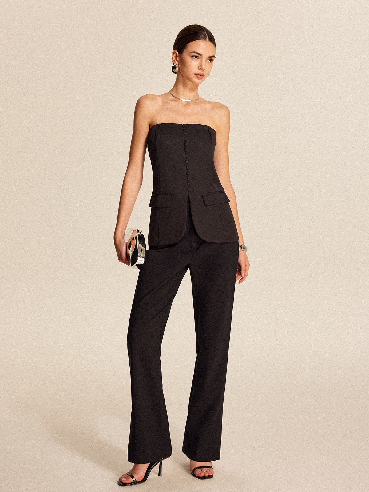 Haut bustier boutonné sur le devant