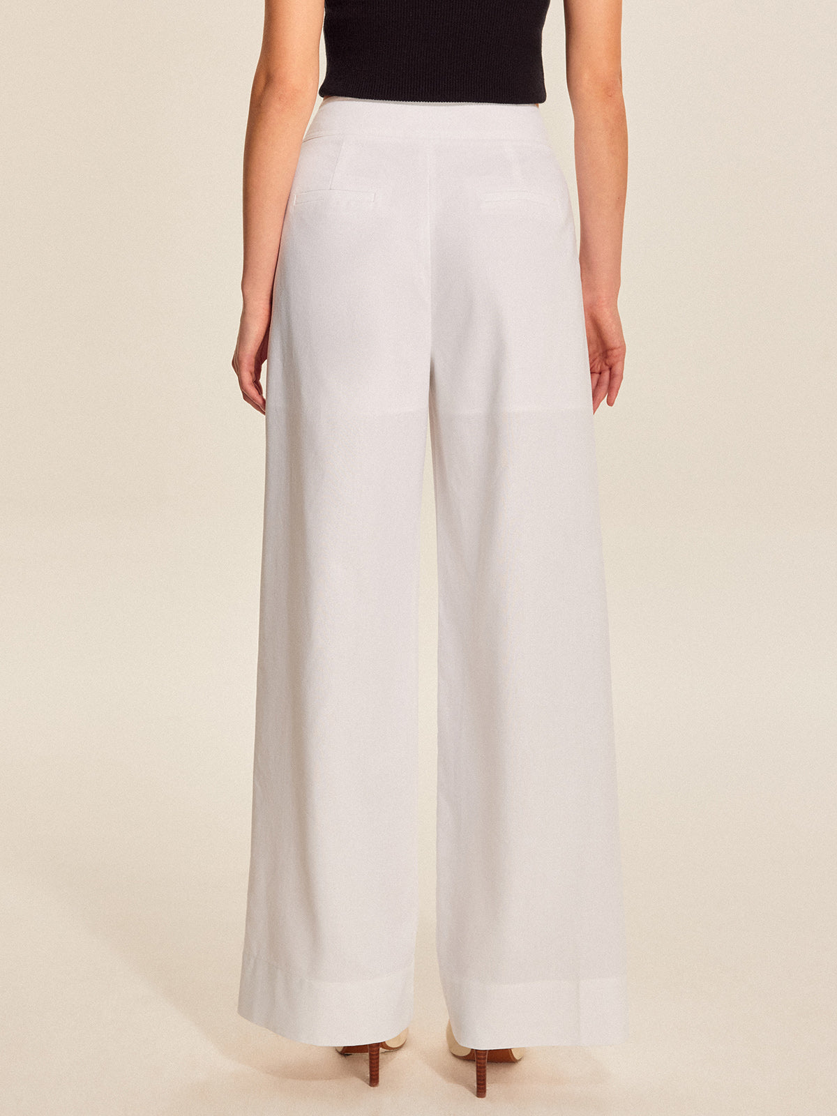 Mid-Waist Wide-Leg Pants With Pockets