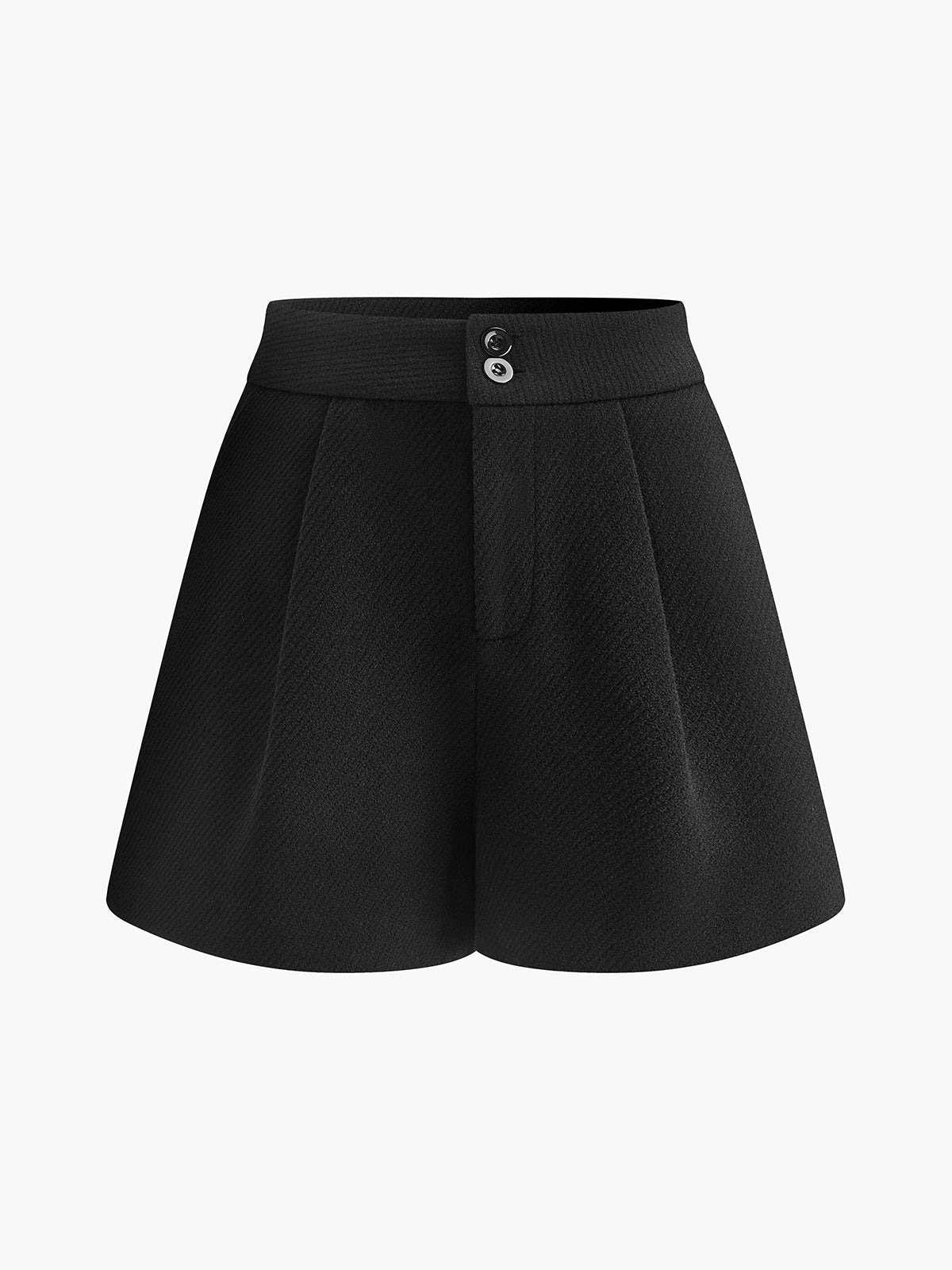 Short ample en tweed à poches, taille mi-haute