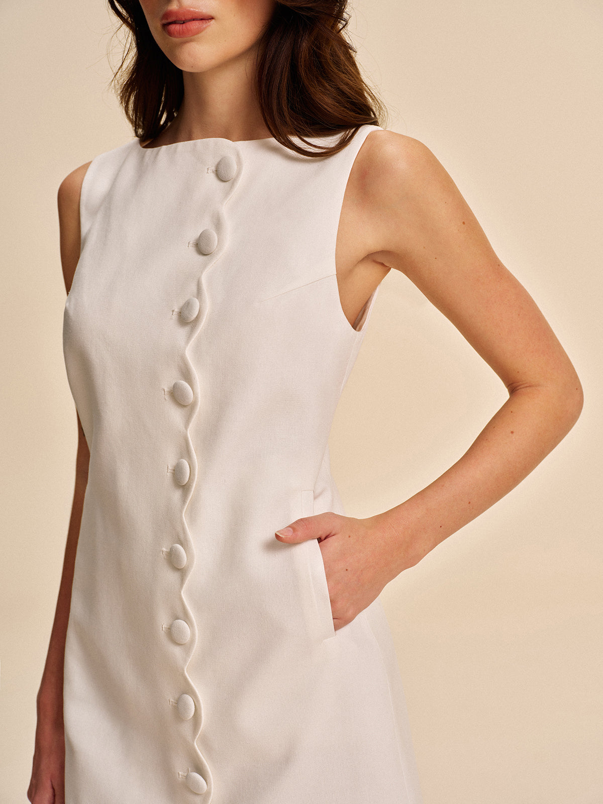 Robe trapèze boutonnée