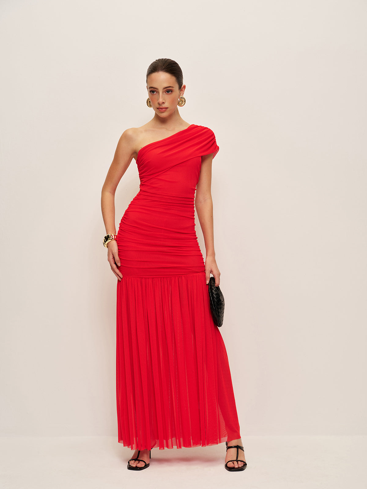 Robe fendue drapée asymétrique
